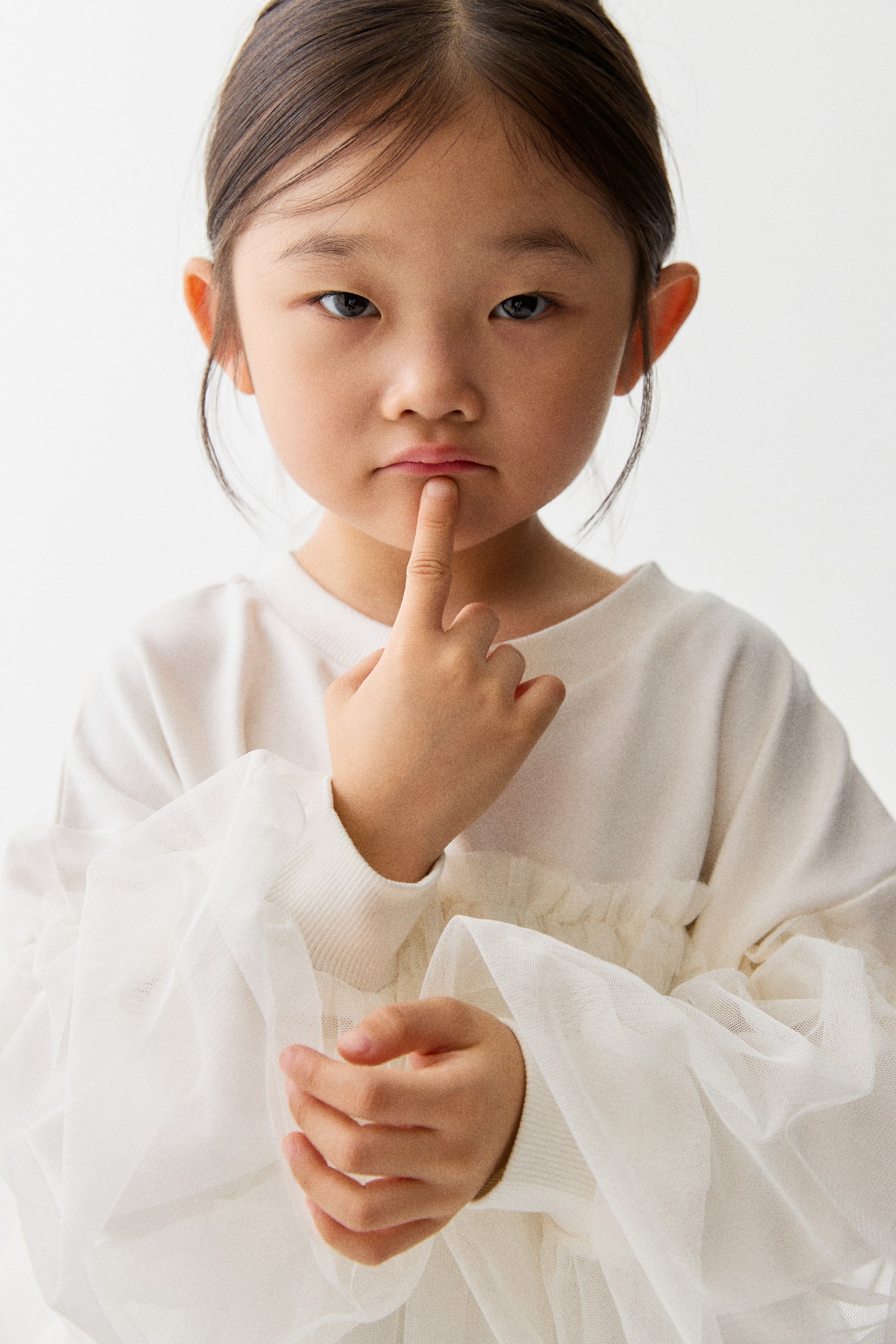 チュールレイヤー スウェットトップス - ホワイト - 7