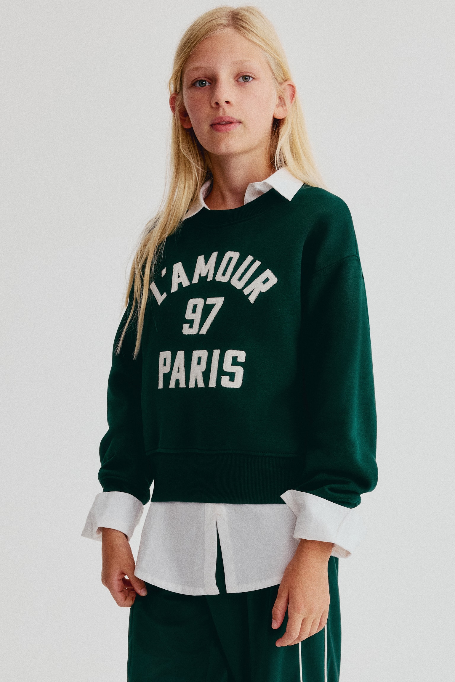 Детская толстовка H&M Brushed-Inside, цвет: Тёмный зелёный — фото 3