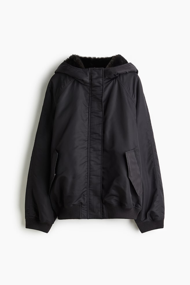 Cazadora bomber oversize - Gris oscuro/Beige - 1