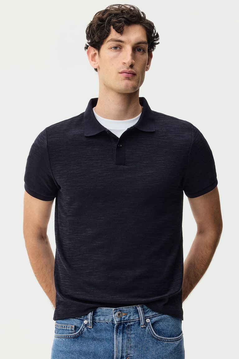 Polo majica od žakarnog pletiva Slim Fit
