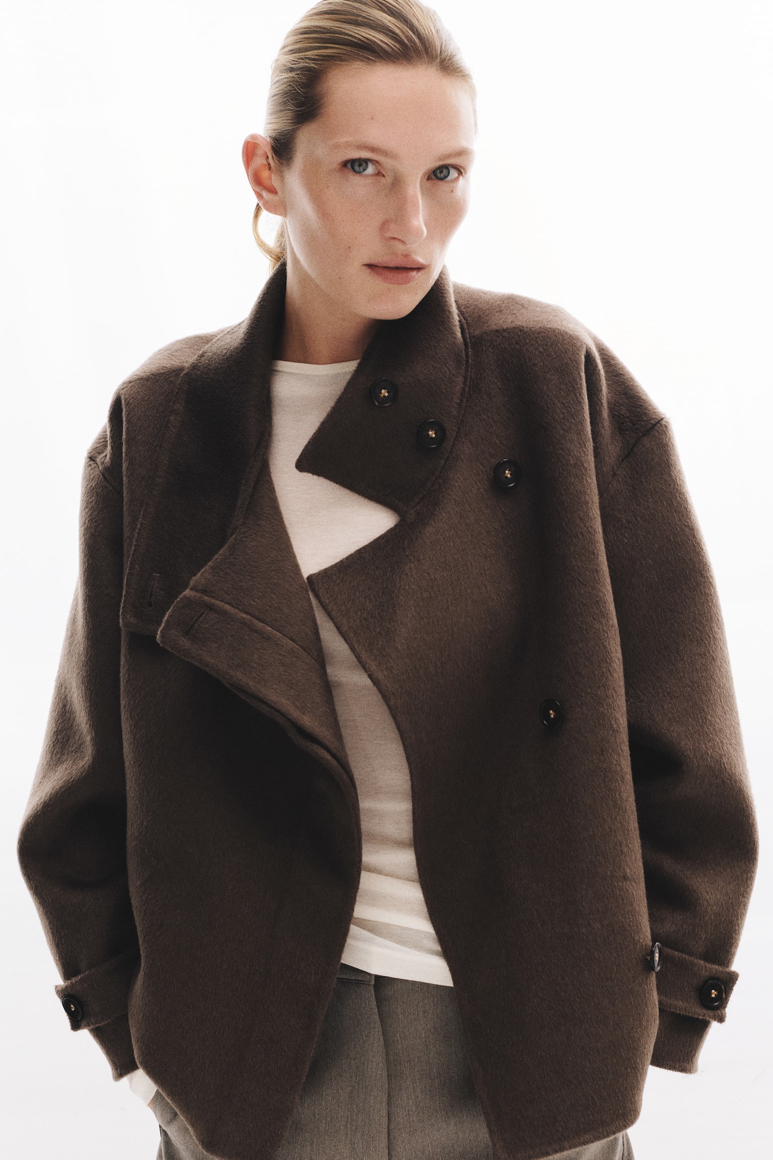 Женская куртка H&M Handmade Wool-Blend, цвет: Коричневый — фото 4