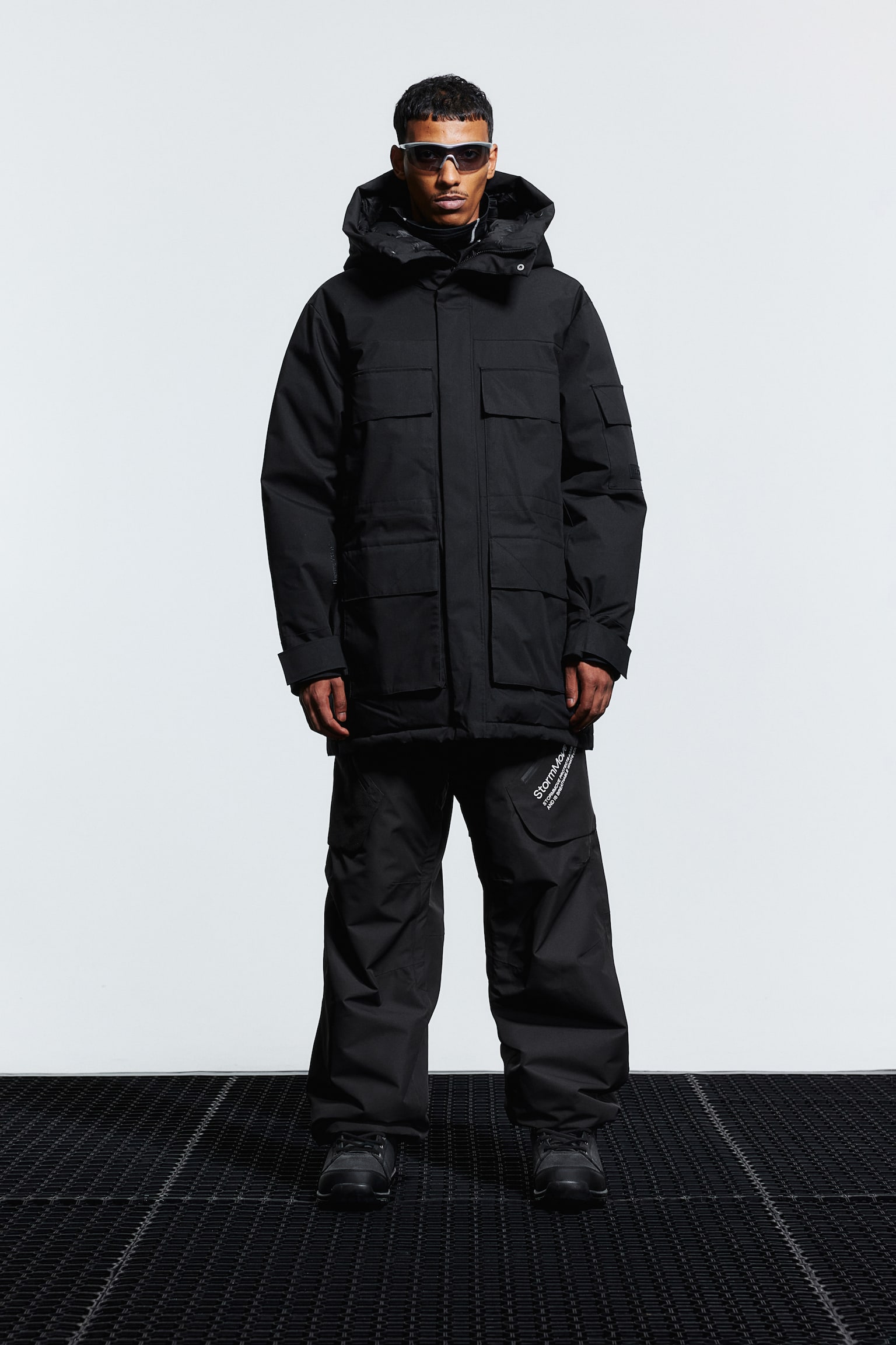 Regular Fit 2-layer insulated parka - Black/Dark grey - 1