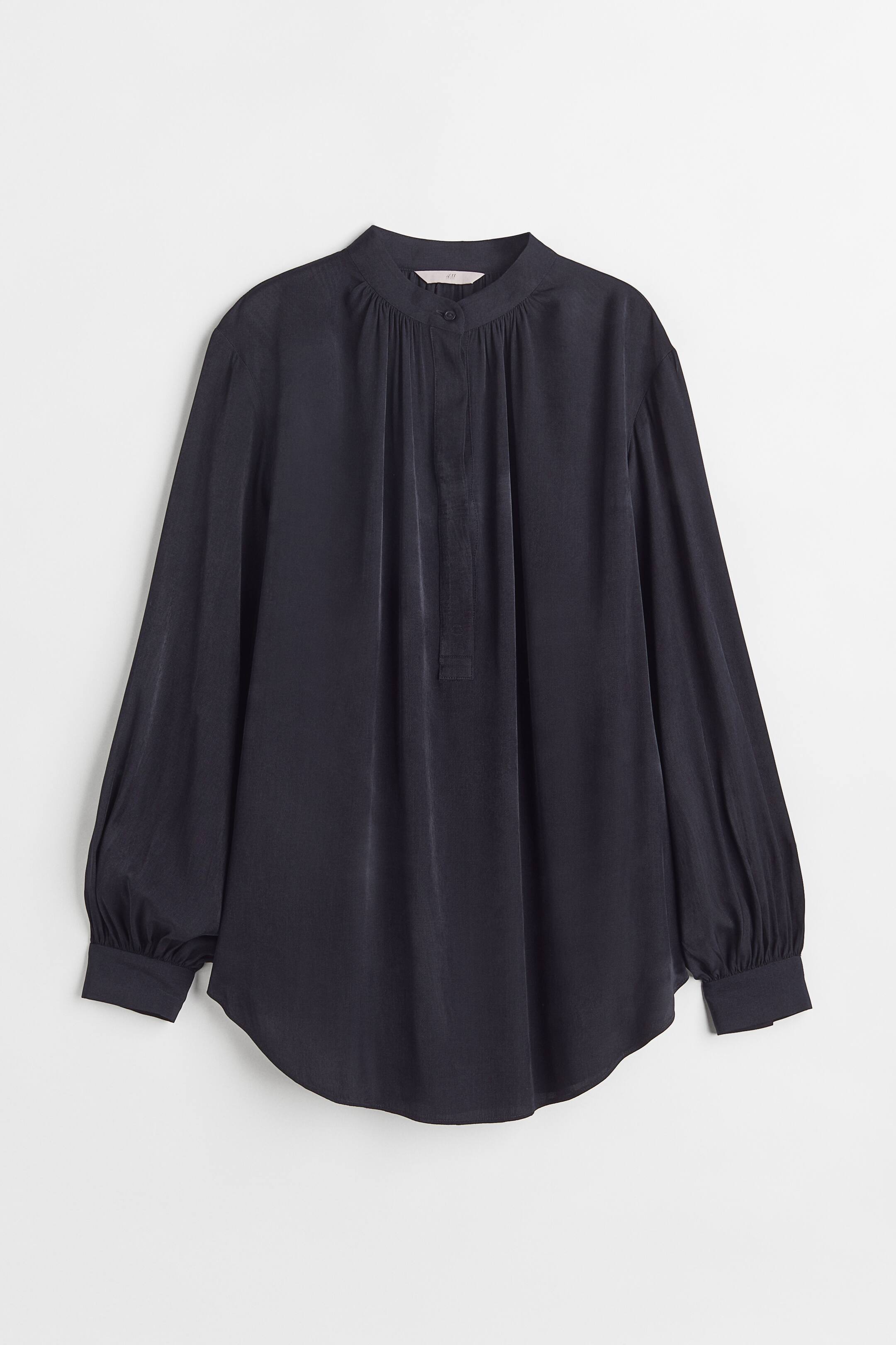 Xem ảnh lớn hơn: Áo kiểu tay bóng bay - Màu xanh dương đậm - Ladies | H&M VN 1