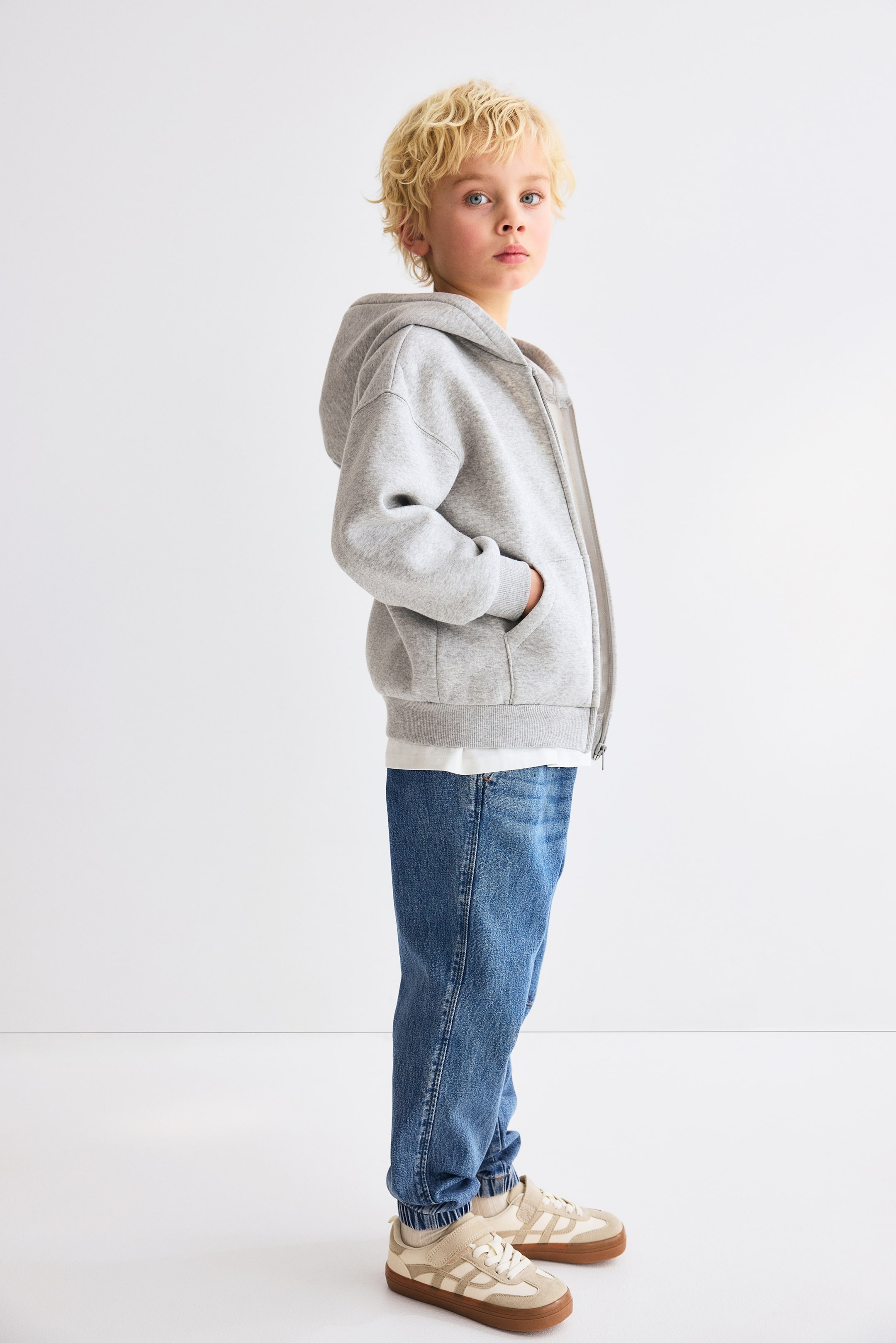 View larger image: Cotton denim joggers - Denim blue - Kids | H&M 1