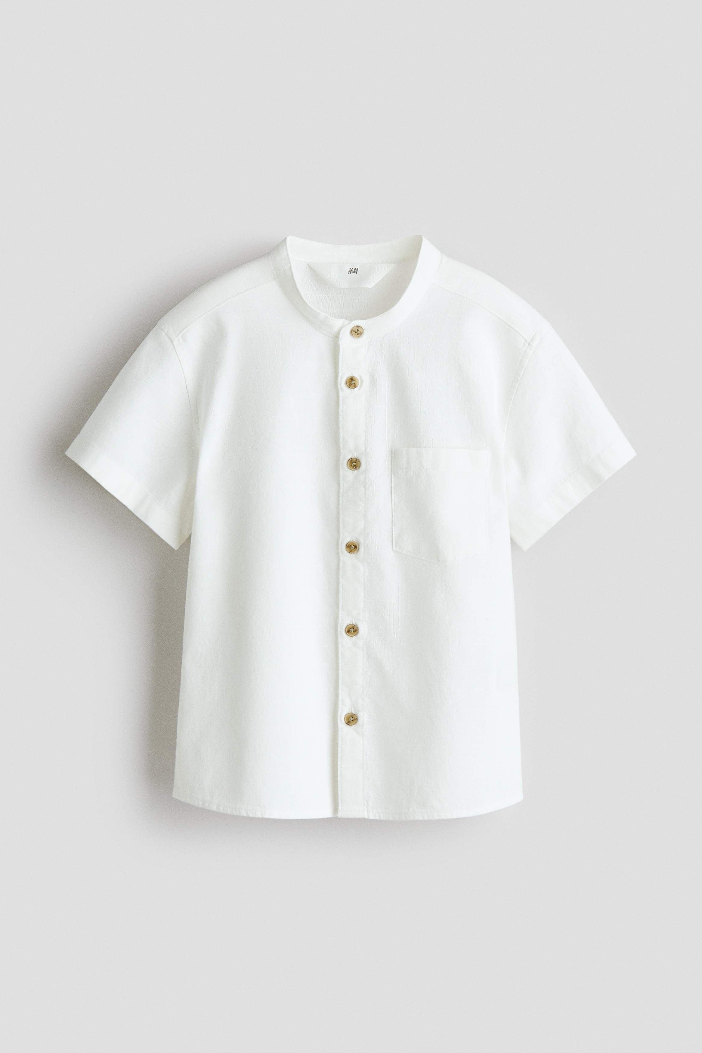 Áo sơ mi cổ trụ - Màu trắng