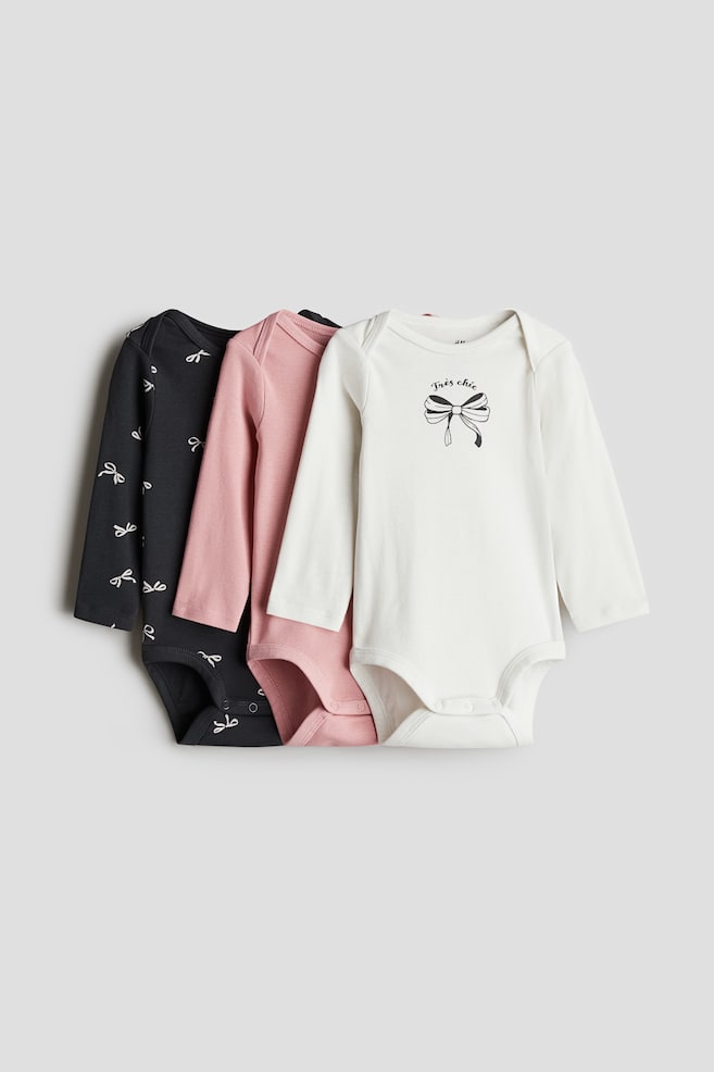 3-pack Printed Jersey Bodysuits - Pink/Très Chic/Light beige/leopard/Blue/dinosaurs/Beige/animals/Purple/cherries - 1