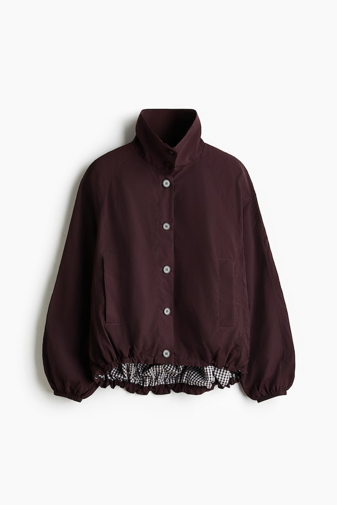 Chaqueta oversize con bajo globo - Marrón oscuro/Gris claro - 1
