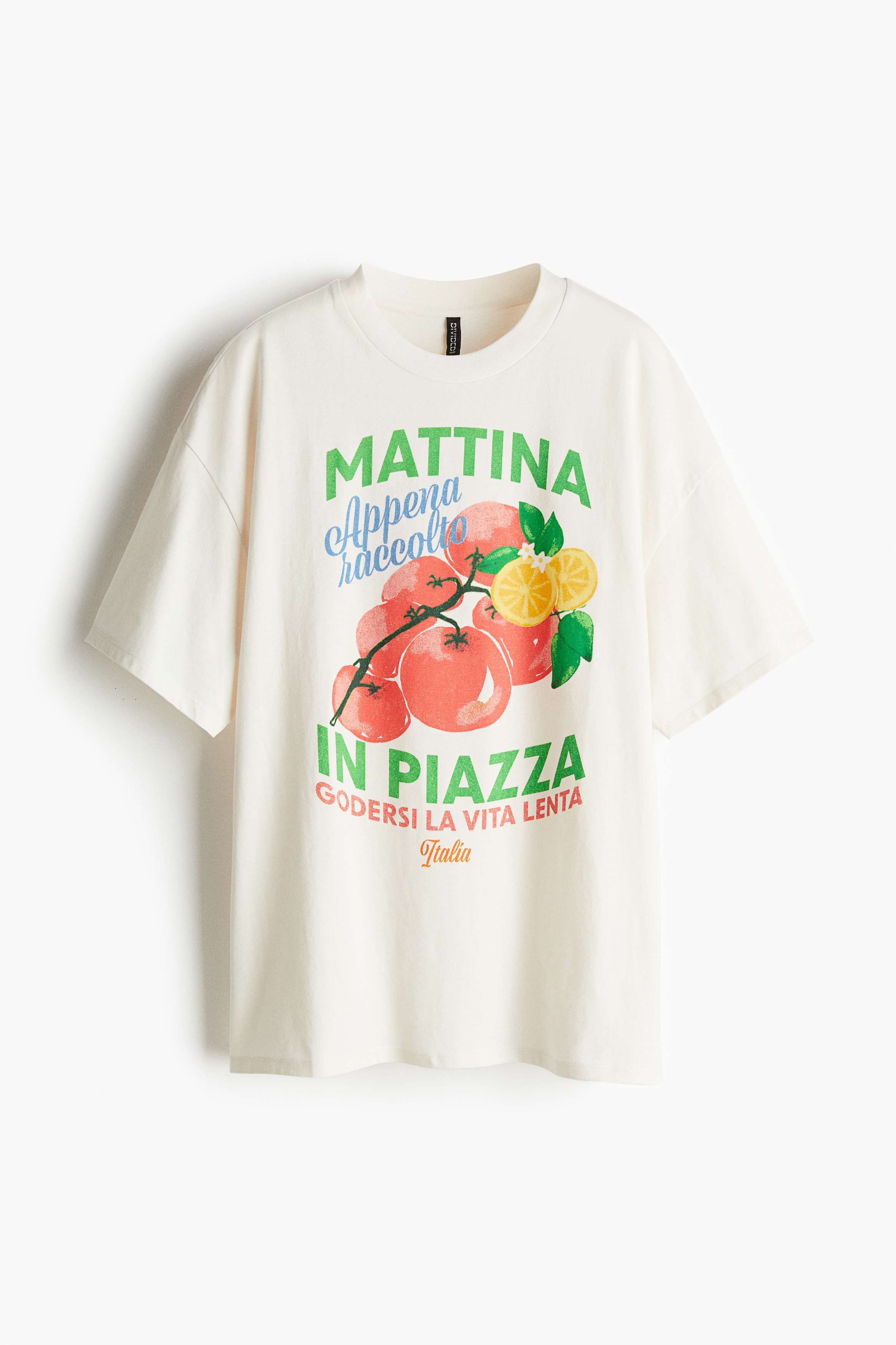 Túlméretezett póló motívummal - Fehér/Mattina