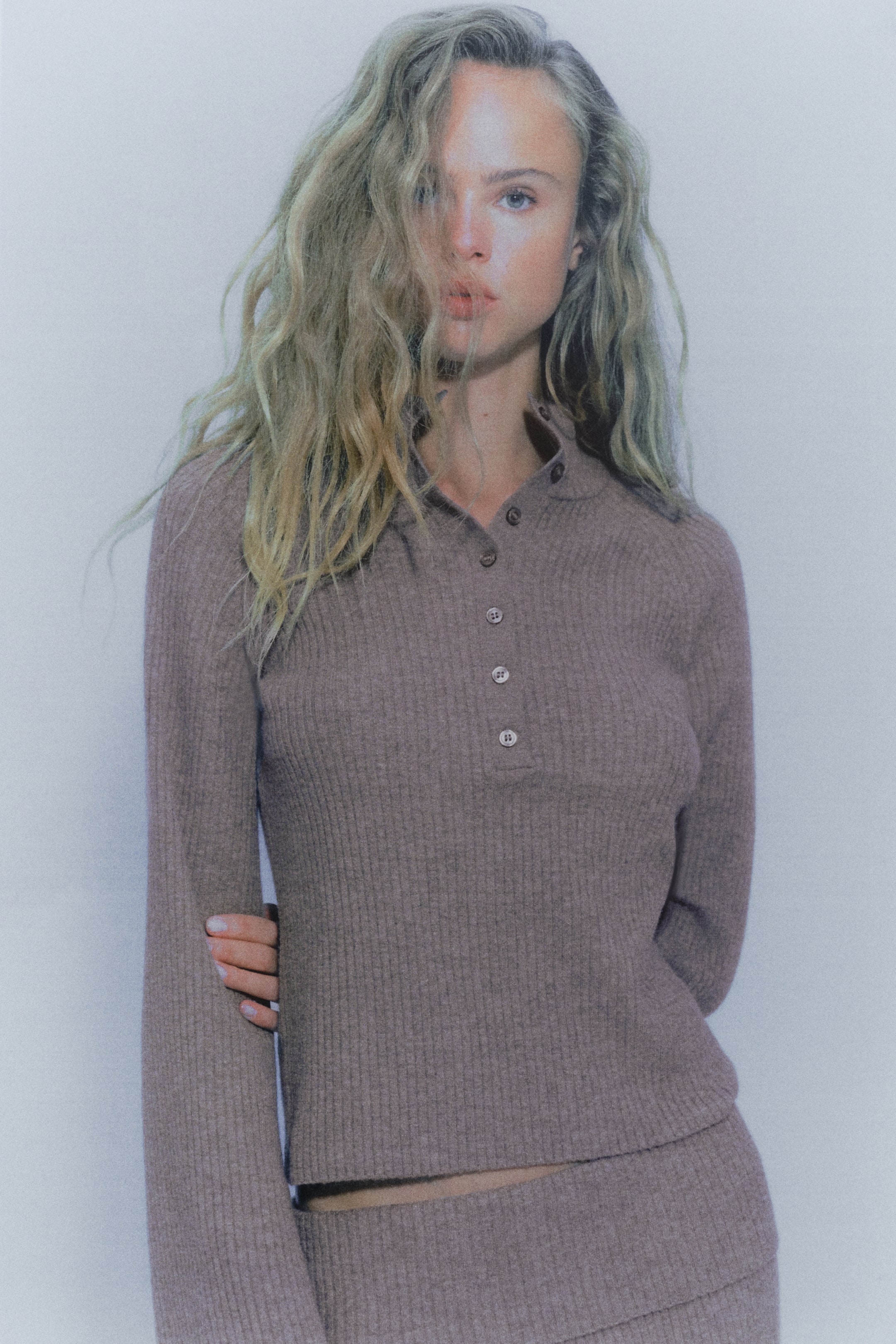 Rib-Knit Mock Turtleneck Sweater