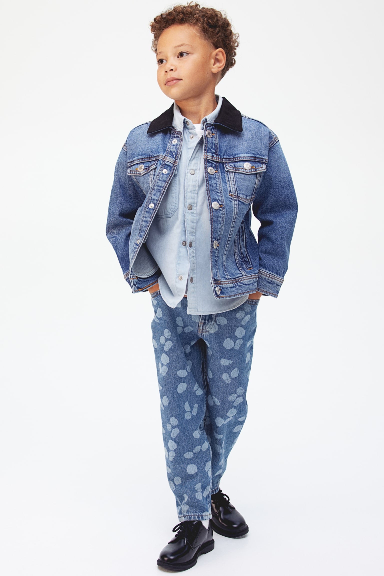 Loose Fit Jeans - Denim blue spotted/Dark denim blue/Denim grey/Natural white - 7