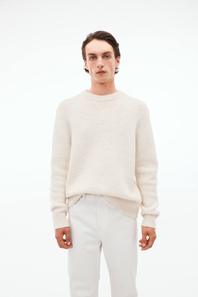 Regular Fit Wool-blend jumper - Cream - 1