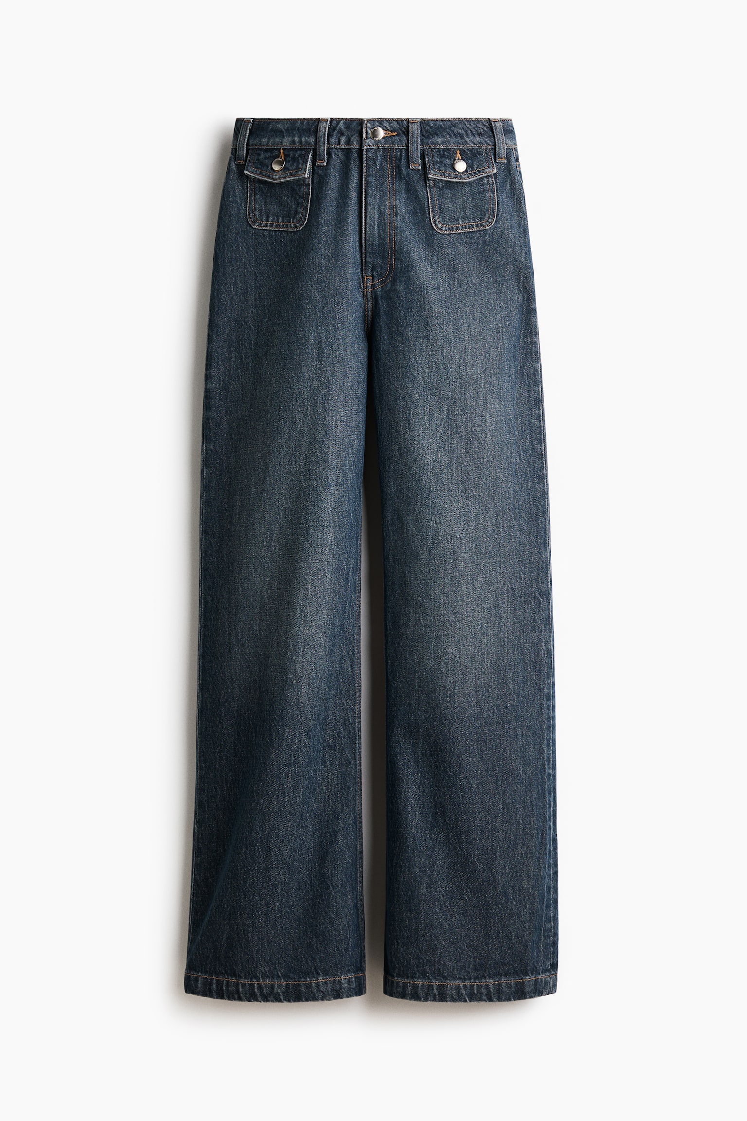 Женские джинсы H&M Wide High, цвет: Тёмный джинсовый синий — фото 1