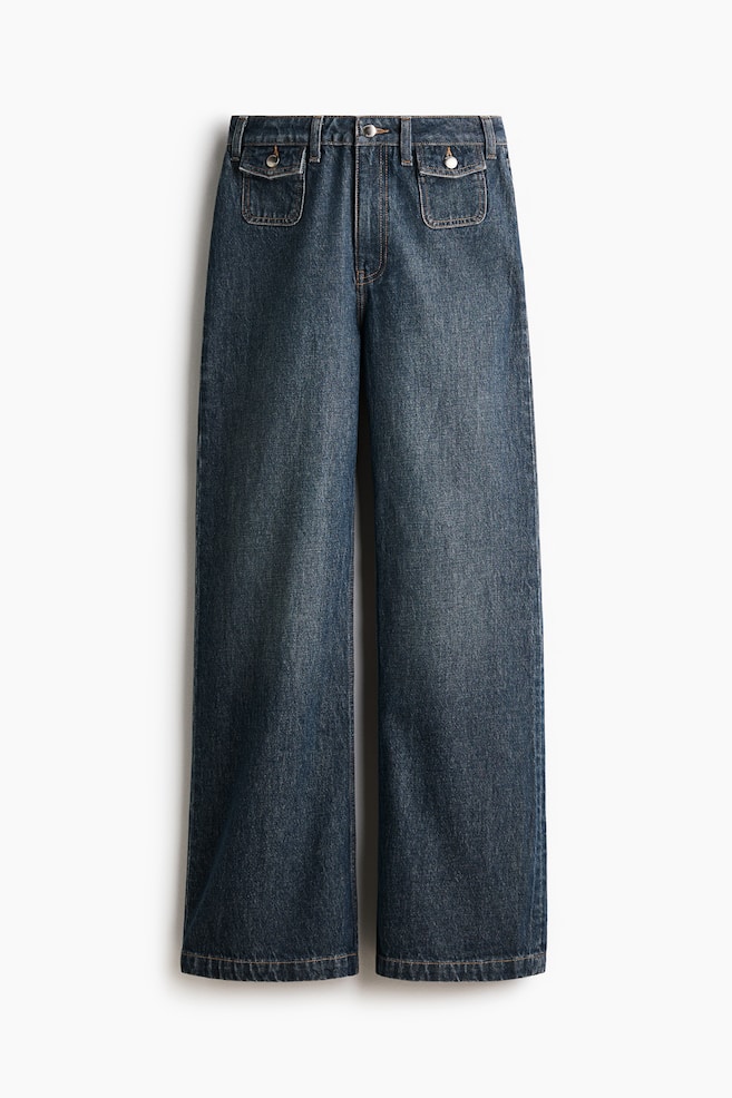 Wide High Jeans - Dunkles Denimblau/Denimblau/Dunkelrosa - 1