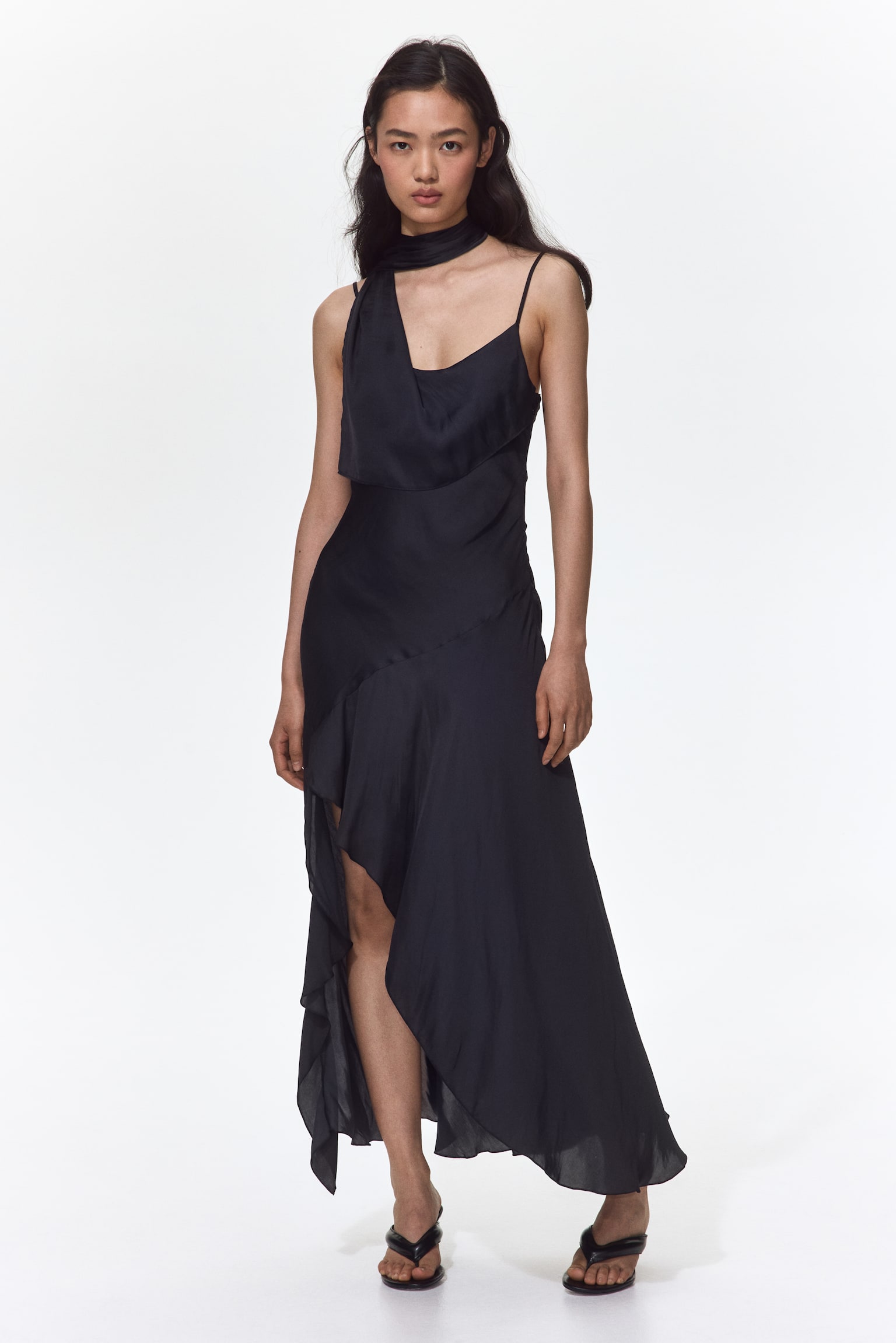 Scarf-detail satin dress - 6