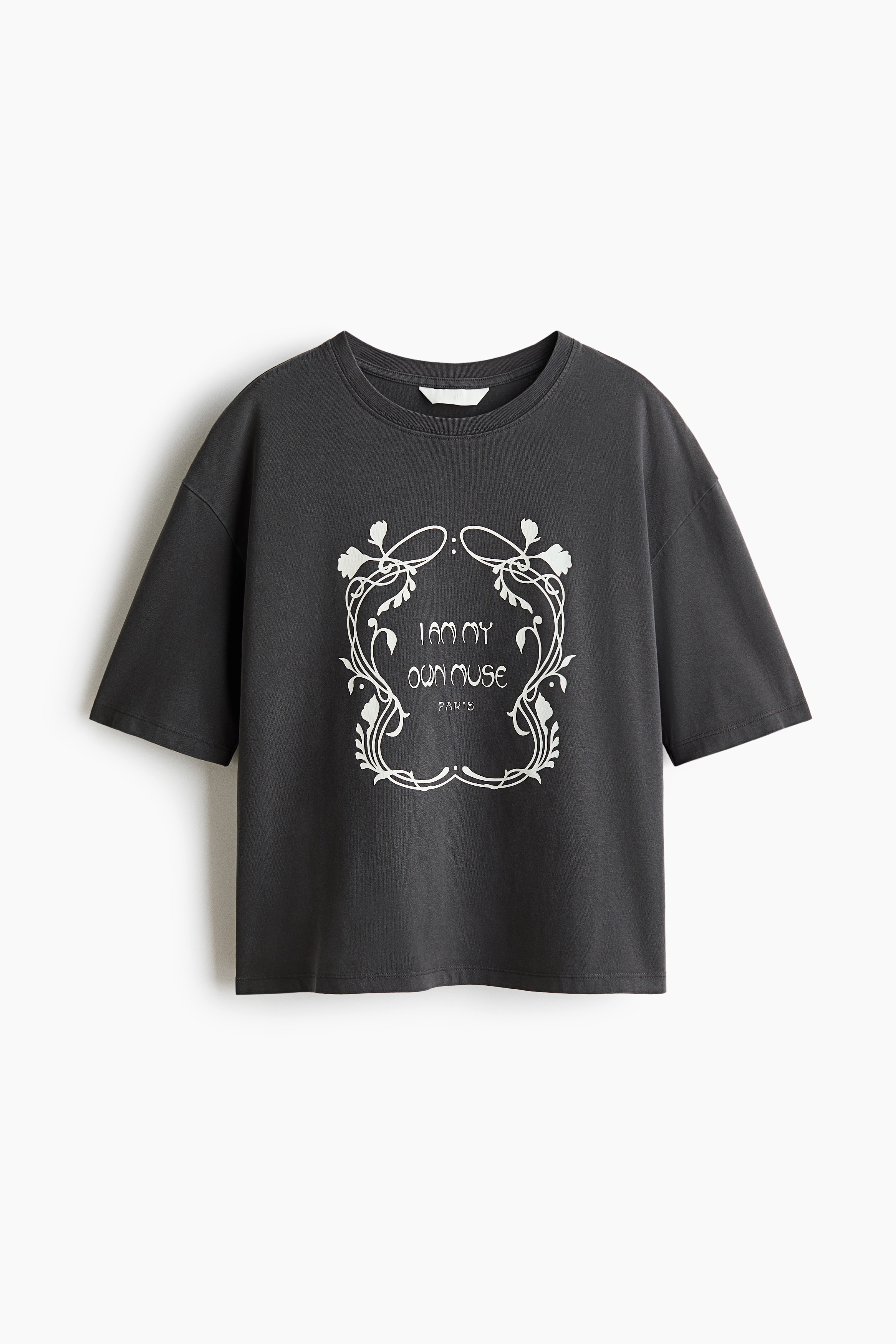 Oversized print-motif cotton T-shirt - Dark grey/Paris/Bright blue/Versailles