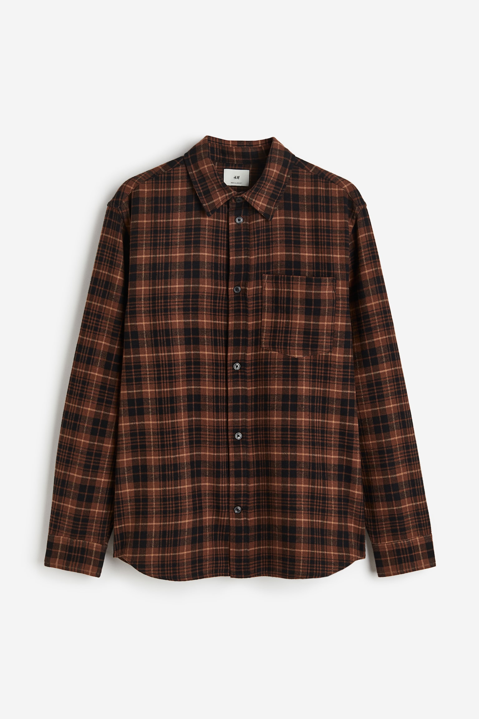 Regular Fit Flannel Shirt - Brown/Check/White/Purple check/Brown/Check - 2