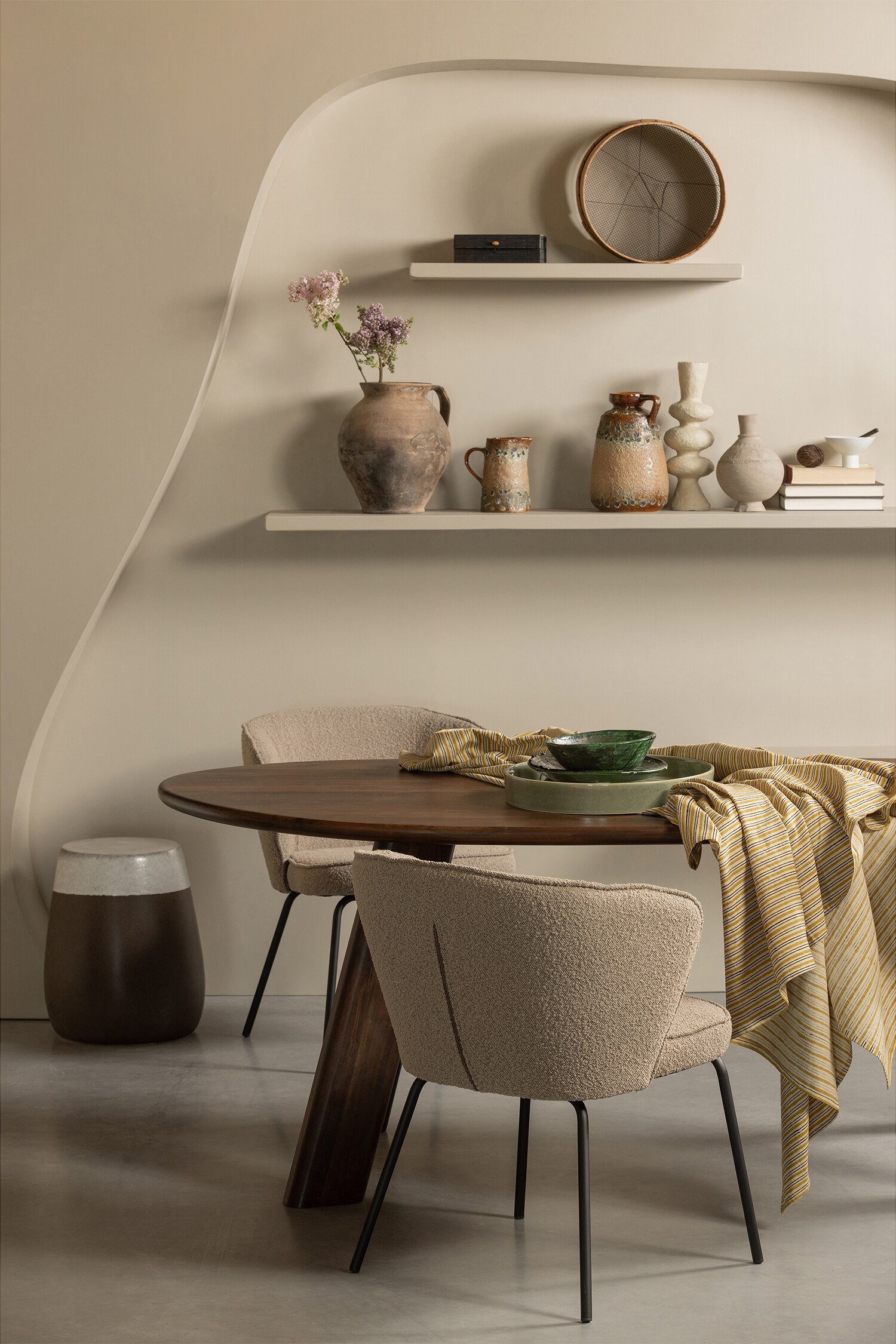 Admit Eetkamerstoel - Set Van 2 - Beige/Groen/Naturel