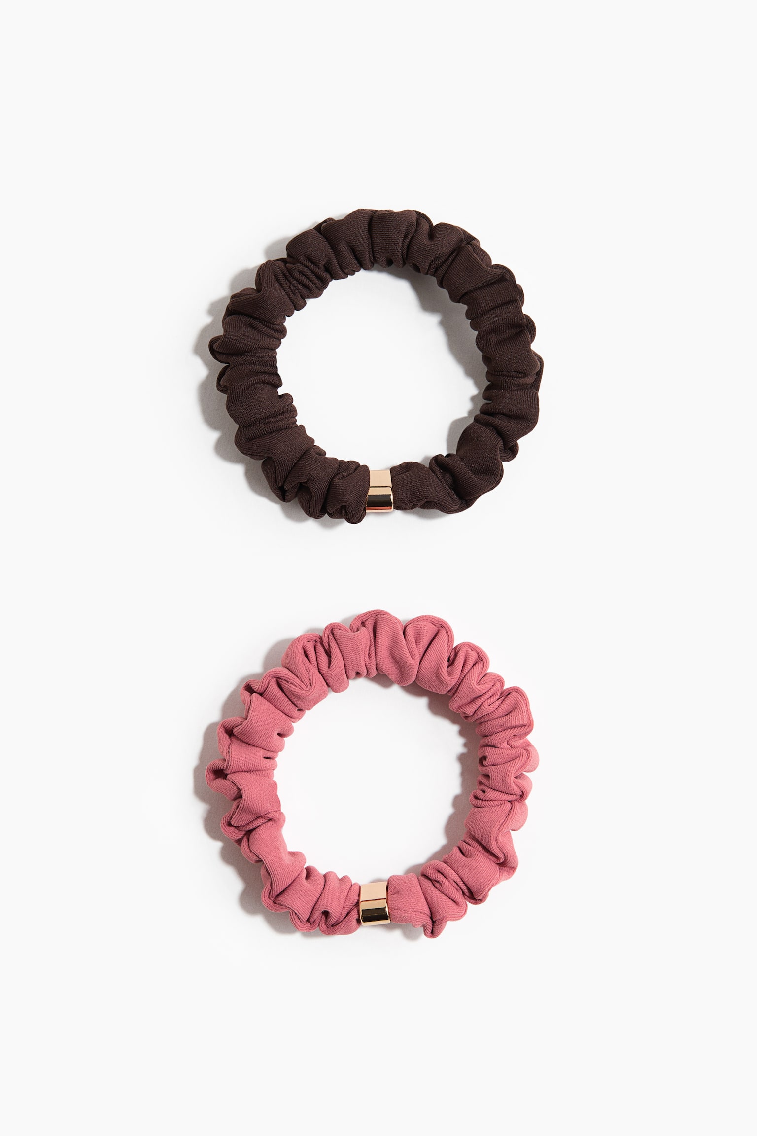 Женские аксессуары для волос H&M 2-Pack Embellished Scrunchies, цвет: Коричневый / Розовый