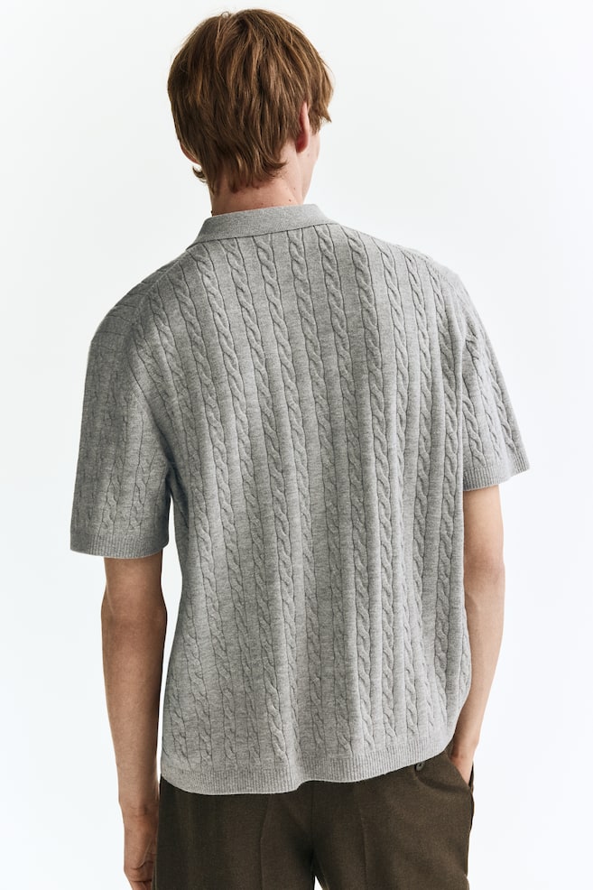 Regular Fit Cable-knit shirt-Grey - 5