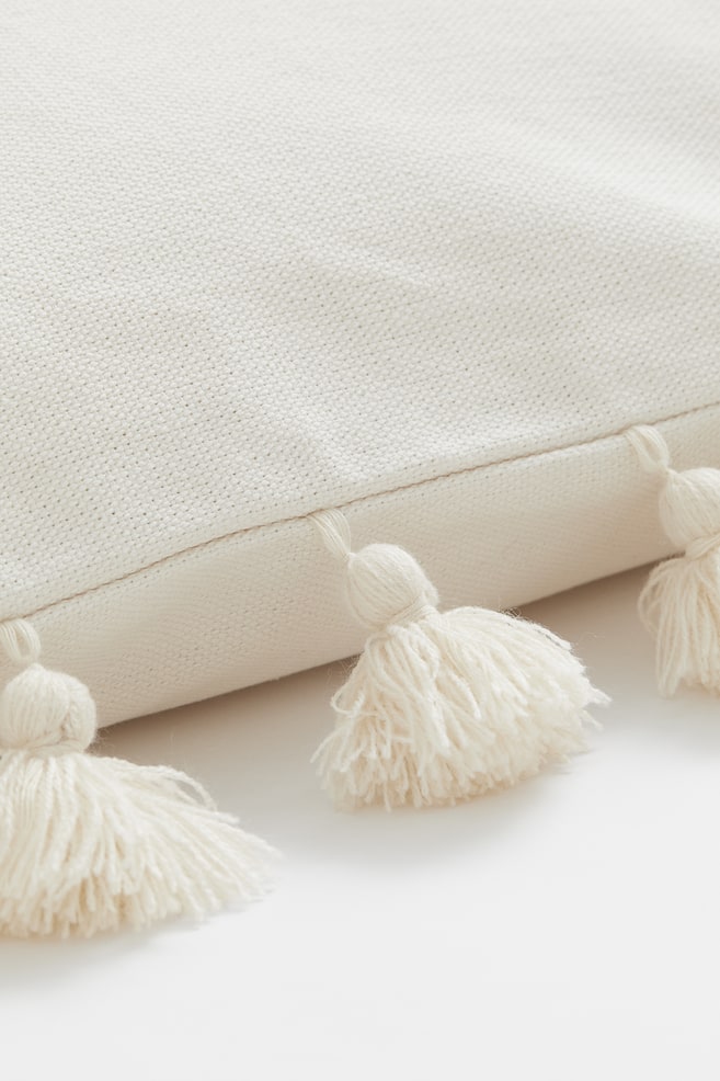 Cushion cover with tassels - Light beige - 3