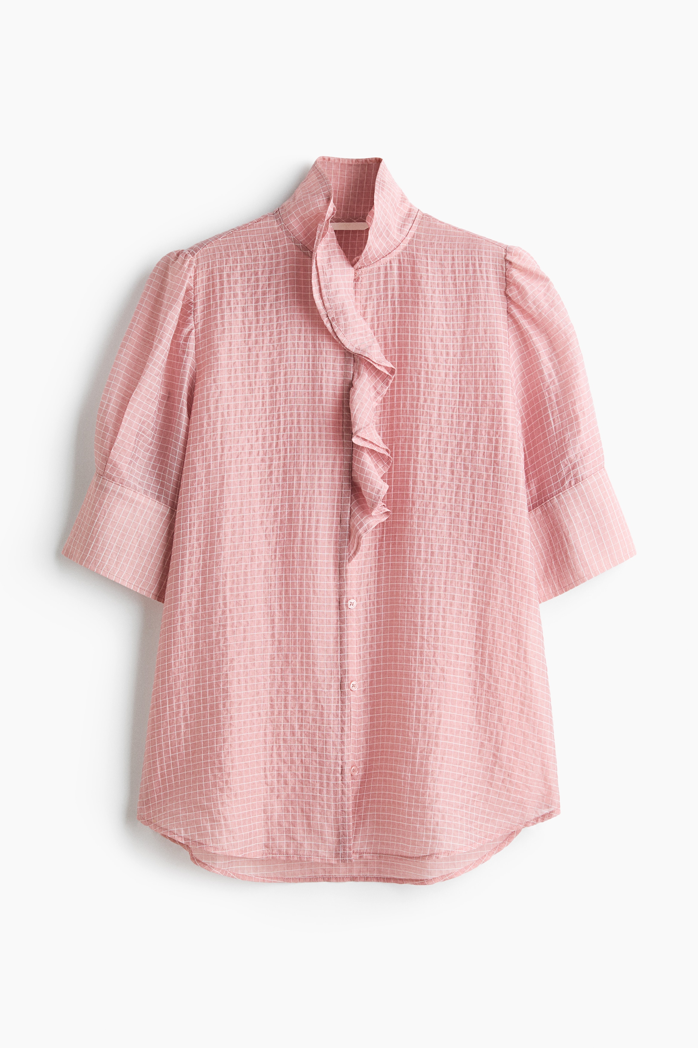 Flounced short-sleeved blouse