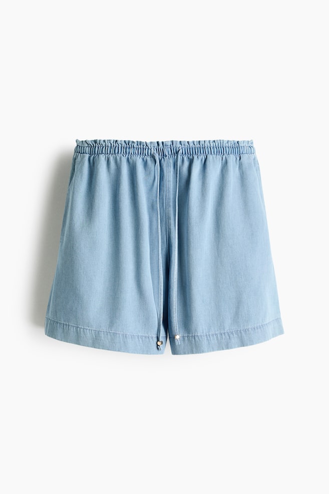 Denim Drawstring Shorts - Light denim blue/Dark denim blue/White - 1