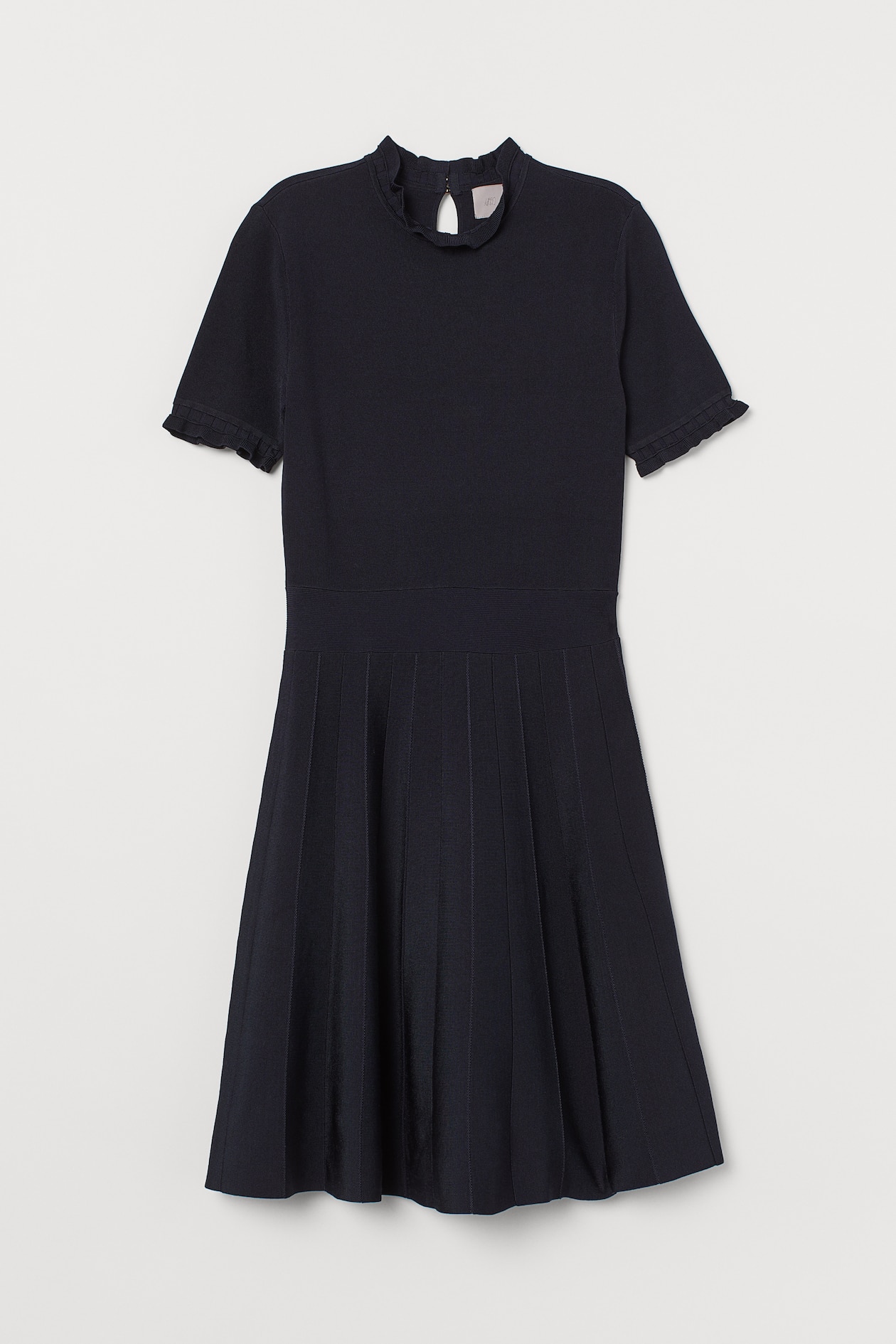 Pleated-skirt Dress - Short sleeve - Midi - Dark blue - Ladies | H&M US