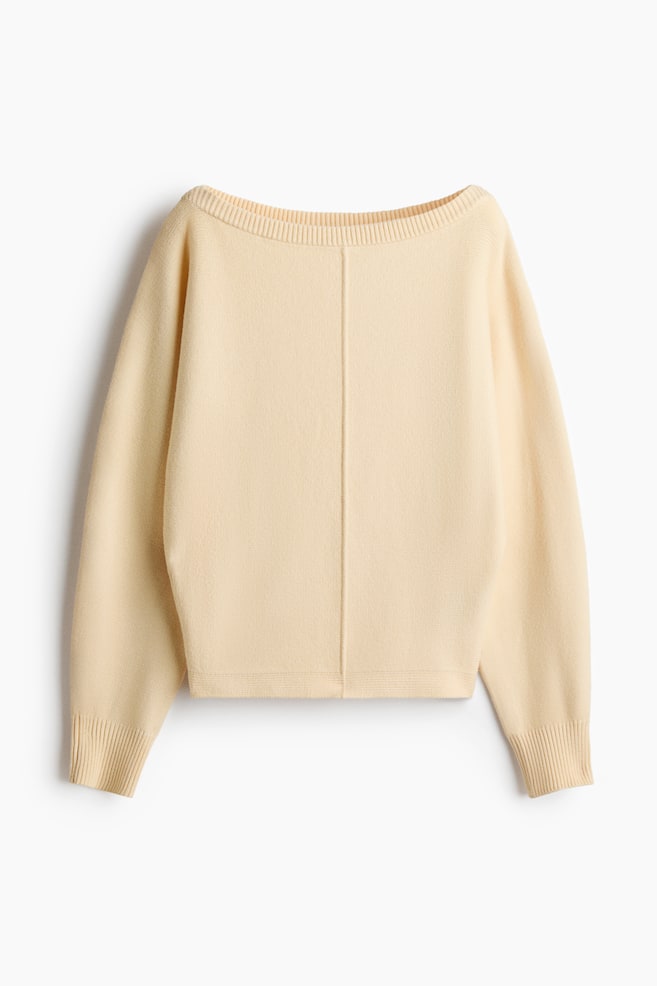Jersey en mezcla de viscosa con escote barco - Amarillo claro/Crema/Gris oscuro - 1