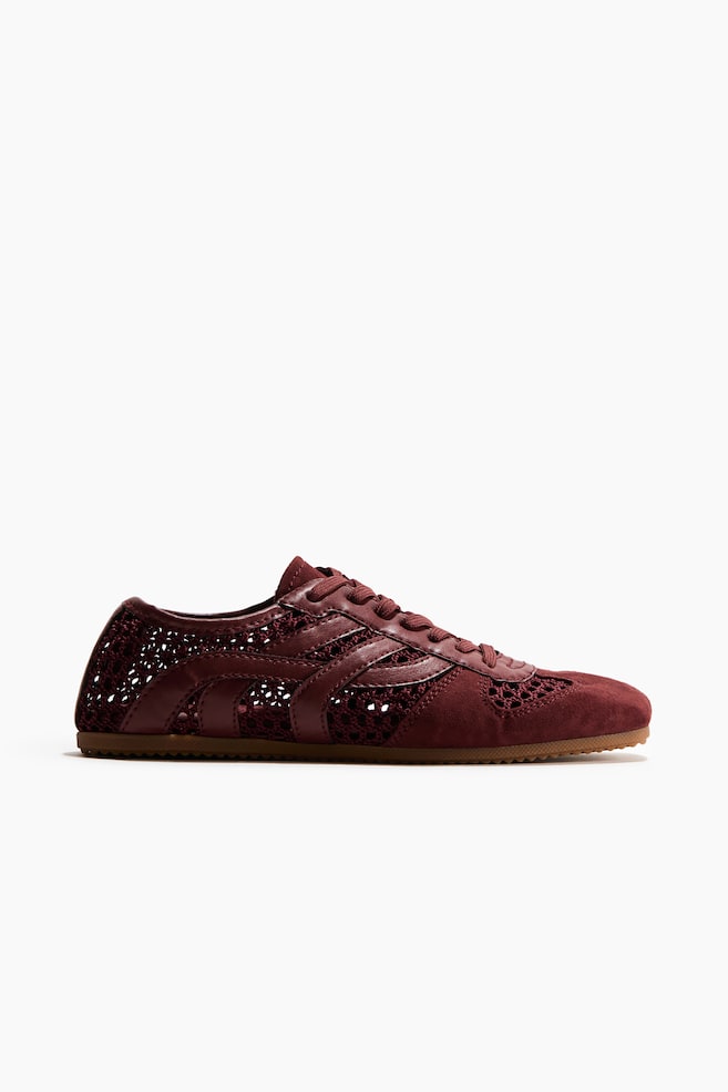 Sneakers façon crochet - Bordeaux/Gris clair - 1