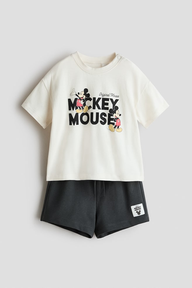 2-piece printed set - White/Mickey Mouse/Turquoise/Mickey Mouse/Mint green/The Lion King/Light grey/Mickey Mouse/White/Mickey Mouse/Beige/Cars/Beige/Mickey Mouse/Light green/Snoopy/Dark grey/Snoopy - 1