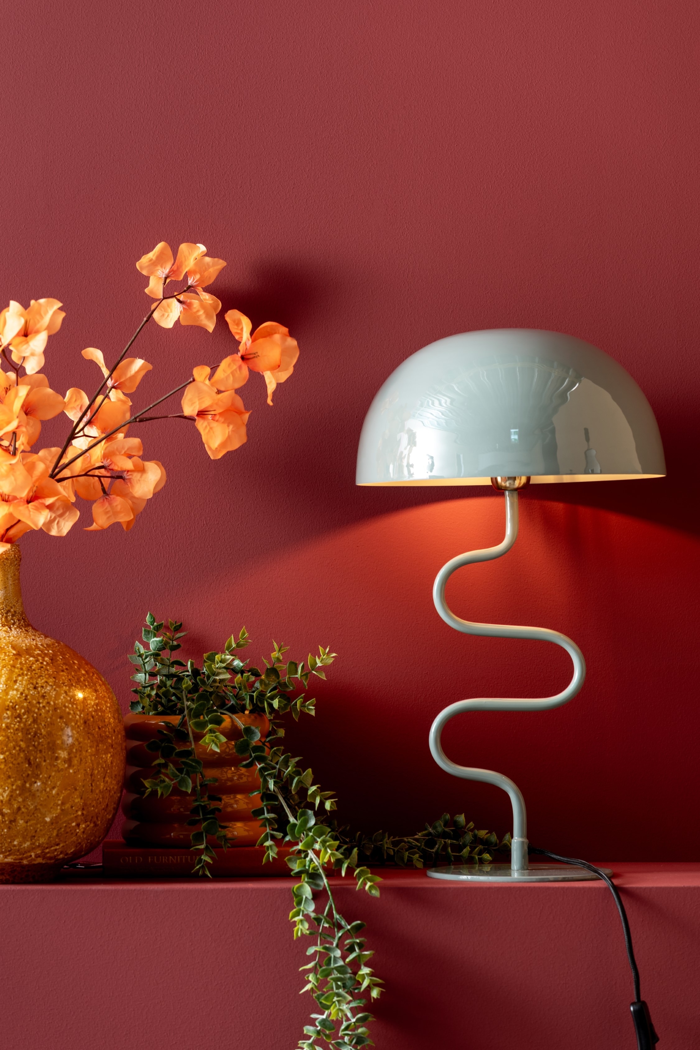 Twist Tischlampe - Nebliges Blau/Dschungel Grün/Weiß