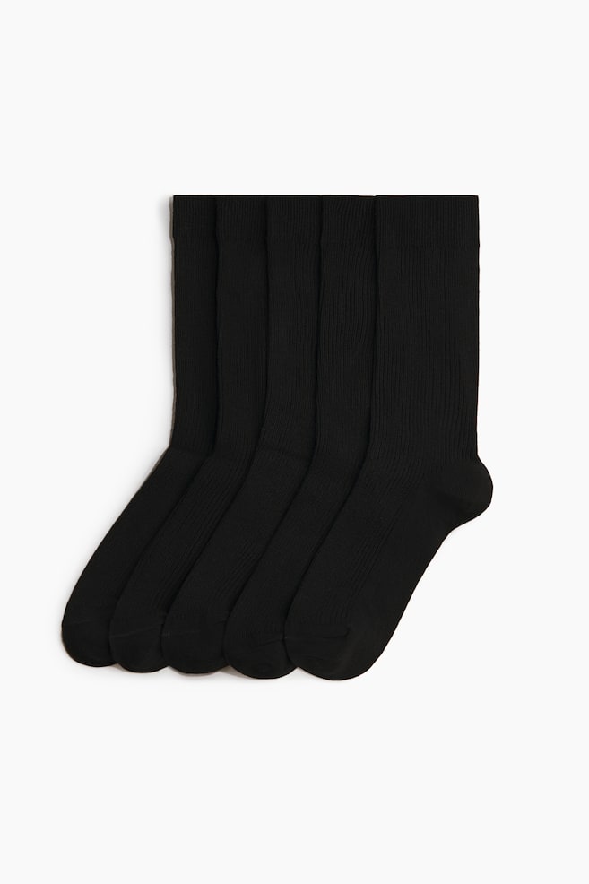 5-pack rib-knit socks - Black/White - 1