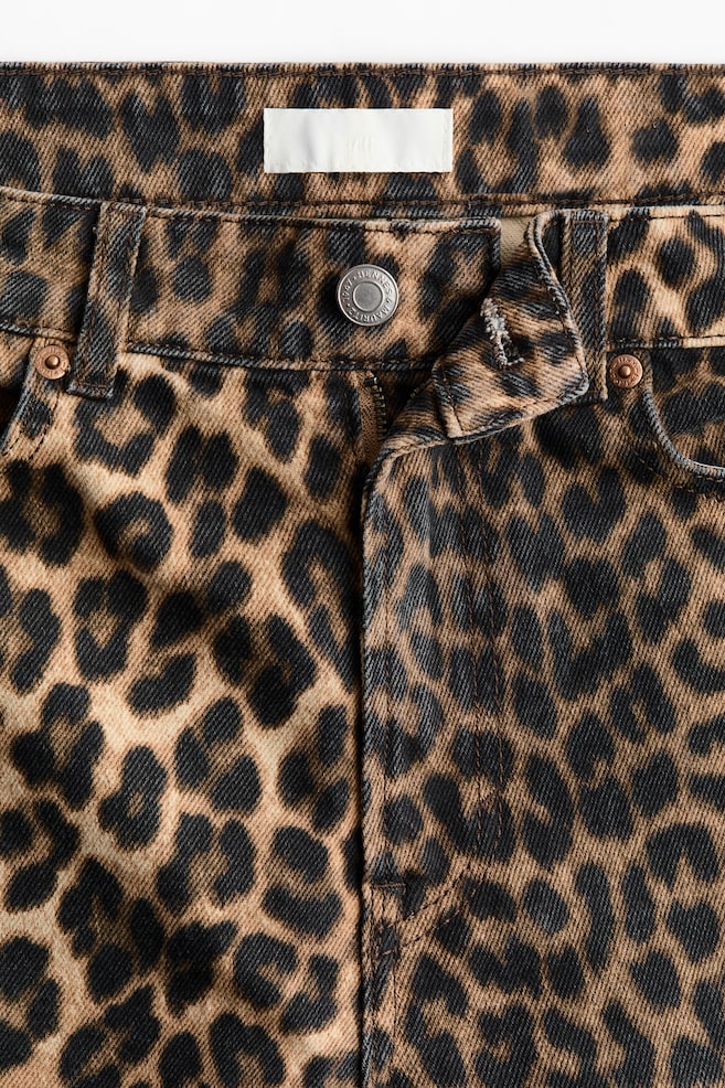 Denim Bermuda Shorts-Beige/leopard print - 6