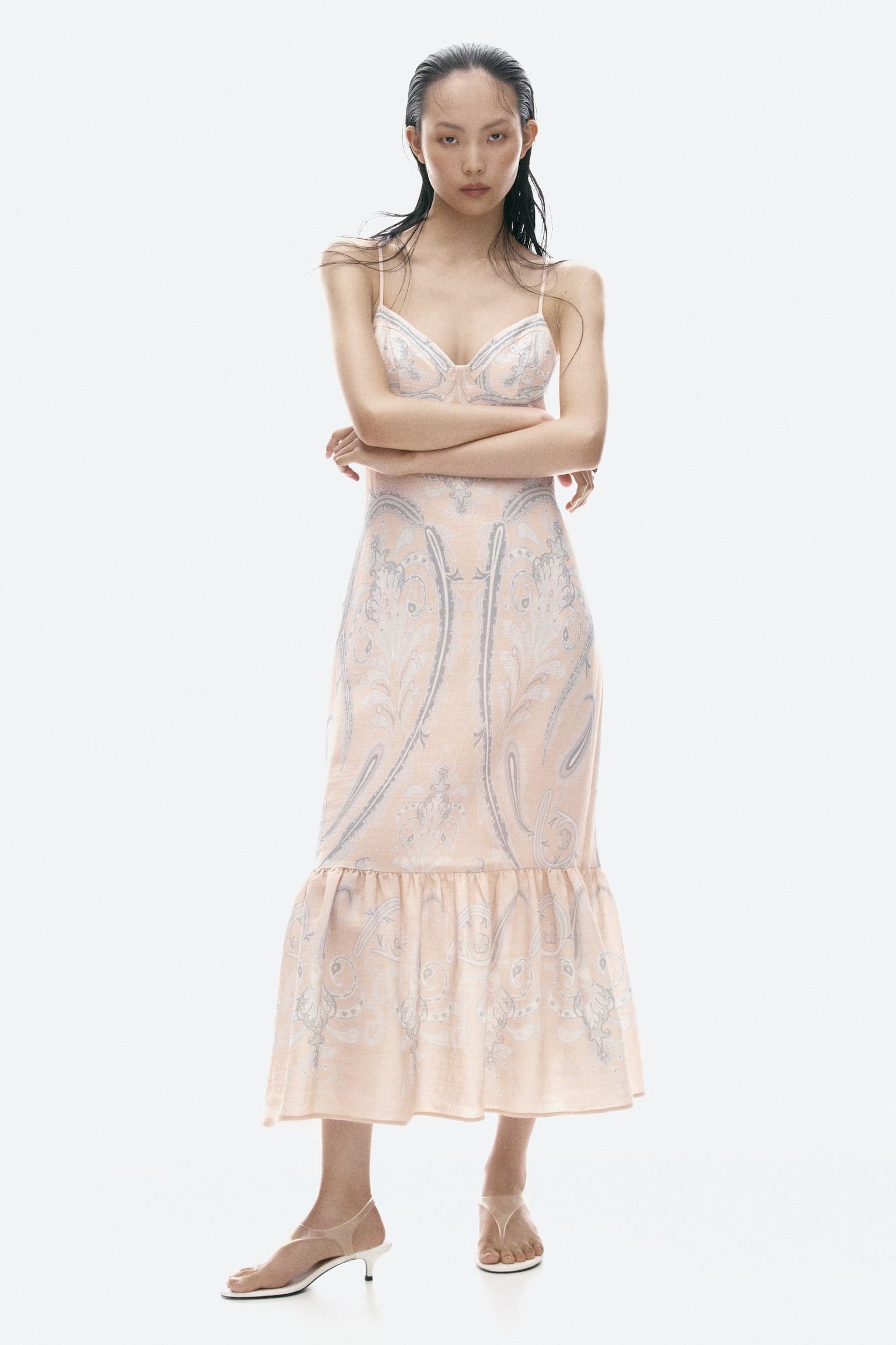 Vestido de tirantes con capas-Anaranjado tenue claro/Diseño - 5