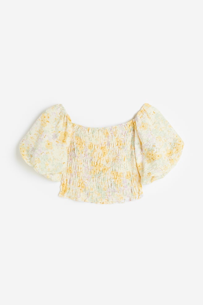 Smocked off-the-shoulder top - Light yellow/Floral/White/White/Blue floral - 2