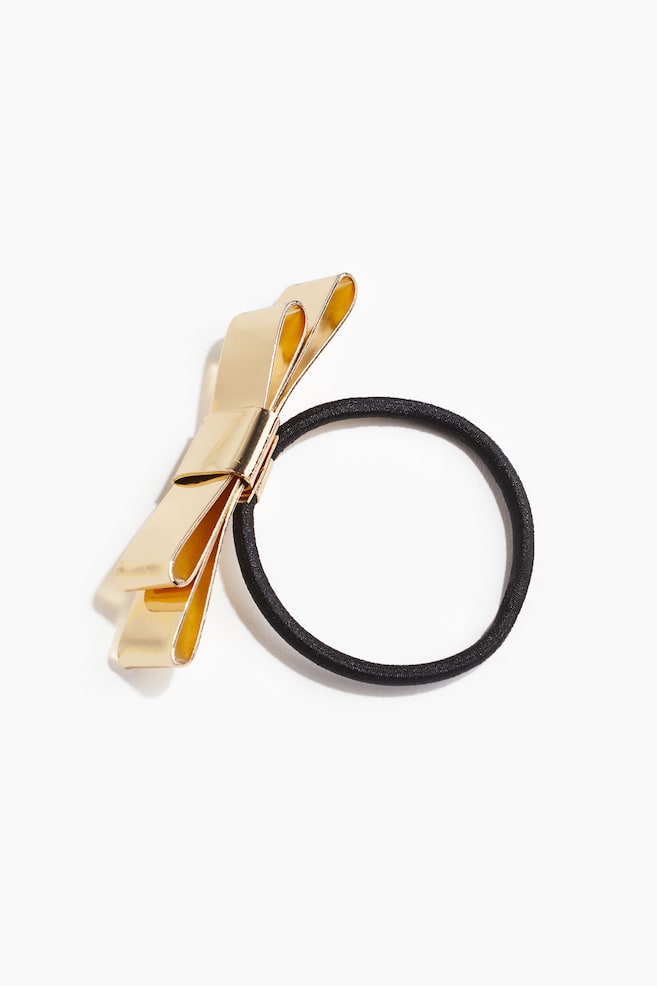 Hair Elastic with Bow Detail - Gold-colored - 1