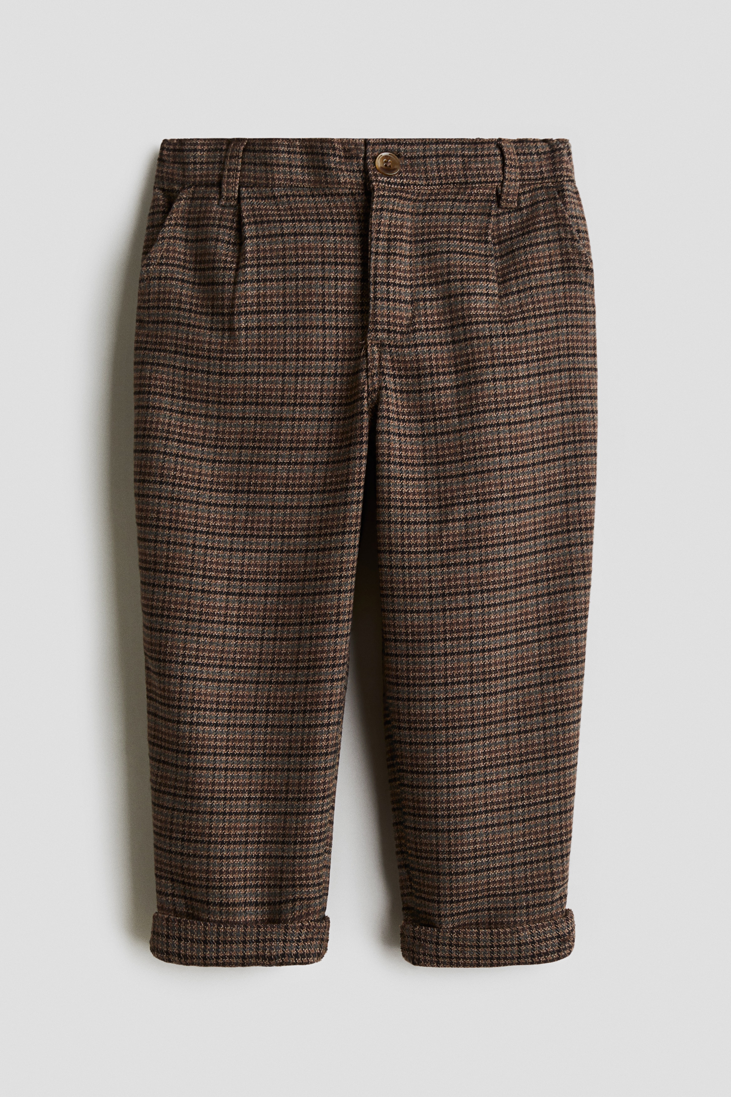 Παντελόνι chino από φανέλα - Μπεζ/καρό