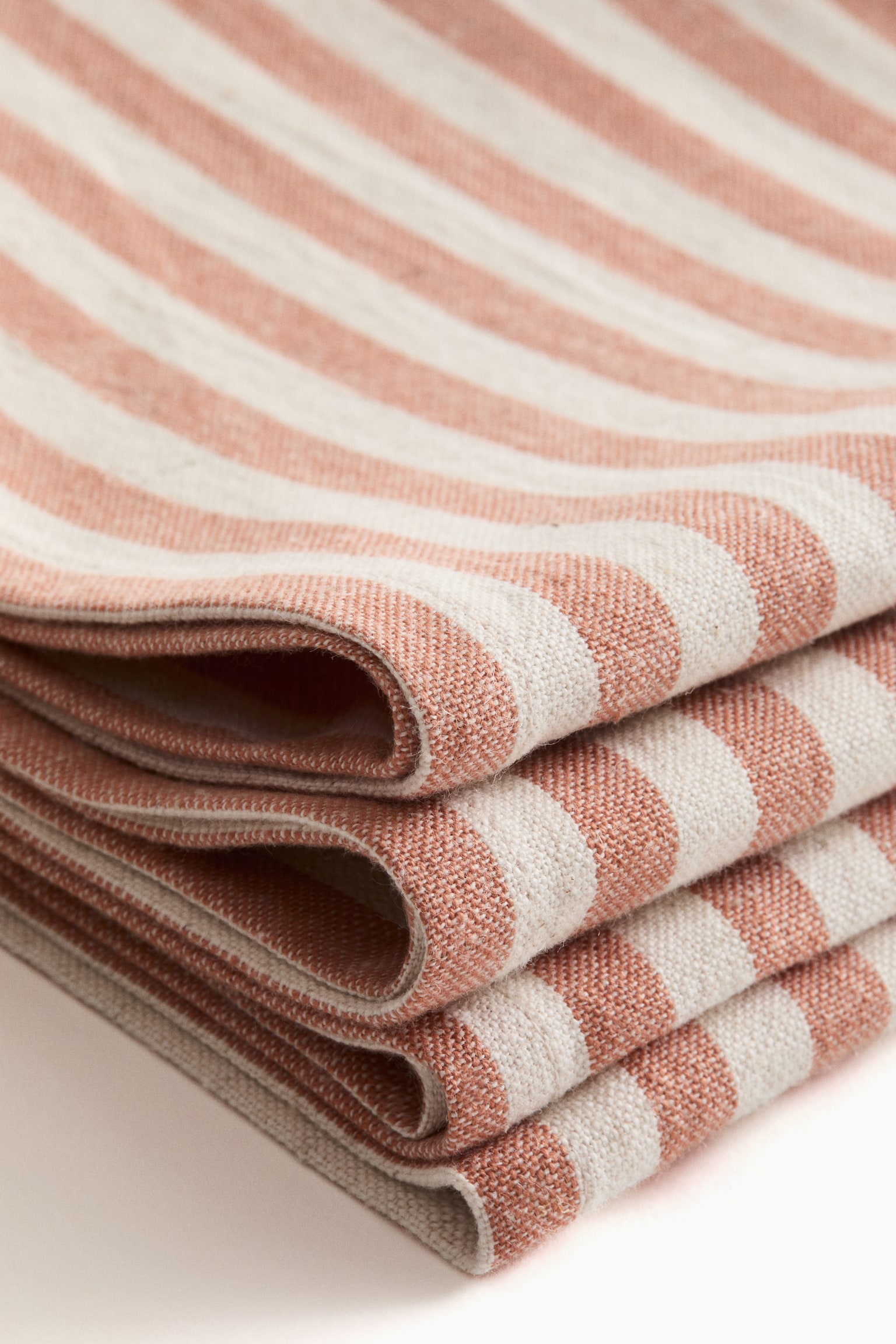 4-pack cotton napkins - Terracotta/Striped/Dark grey/Striped/Green/Cream striped/Dark brown/Striped/Light pink/Striped/Beige/Gingham check/Green/Gingham check/Dark brown/Gingham check/Terracotta/Gingham check/Light pink/Gingham check/Beige/Striped - 4