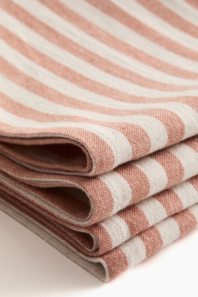 4-pack cotton napkins-Terracotta/Striped - 4