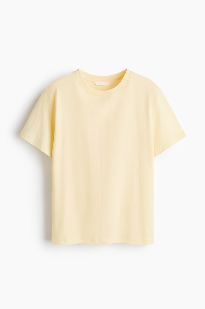 Camiseta de algodón - Amarillo claro/Negro/Gris claro jaspeado/Blanco/Beige/Crema/Rayas/Topo oscuro/Negro/Rayas blancas/Azul marino/Rosa empolvado oscuro/Blanco/Rayas azul marino/Rosa claro/Turquesa claro - 1