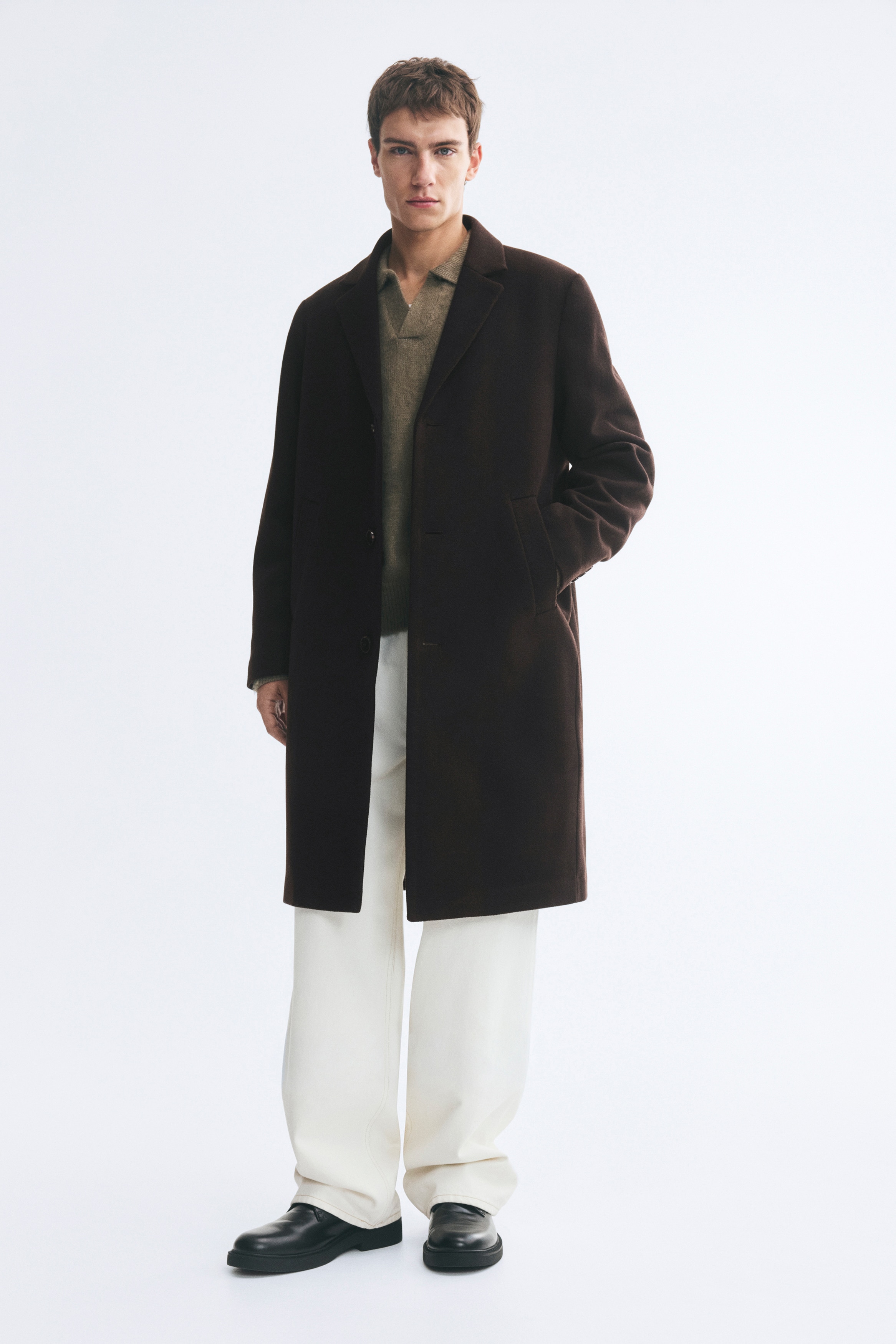 Single-Breasted Wool-Blend Coat