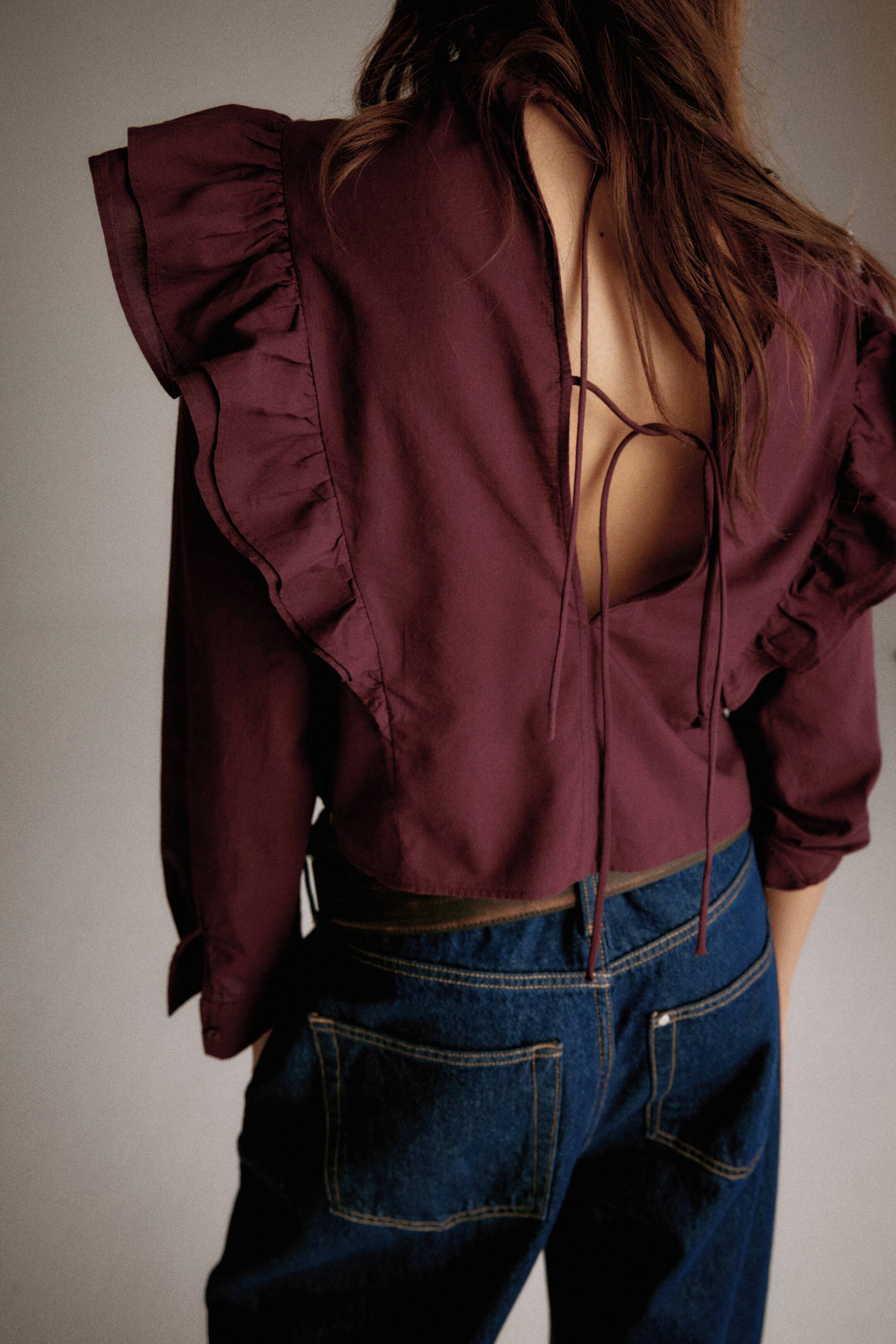 View larger image: Broderie anglaise blouse - Burgundy - Ladies | H&M IN 4