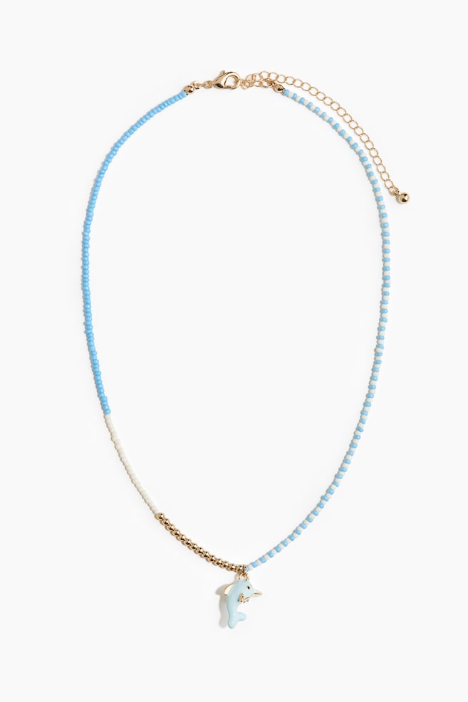 Collier de perles fantaisie avec pendentif - Turquoise/blanc/Rouge vif/blanc - 1