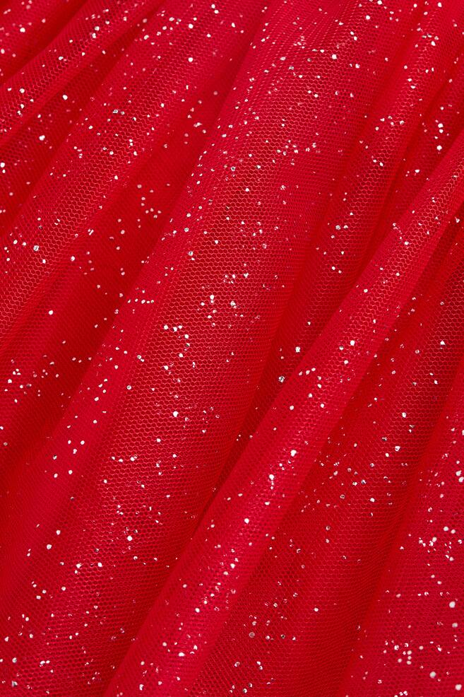 Jerseykleid mit Tüllrock - Rot - 3