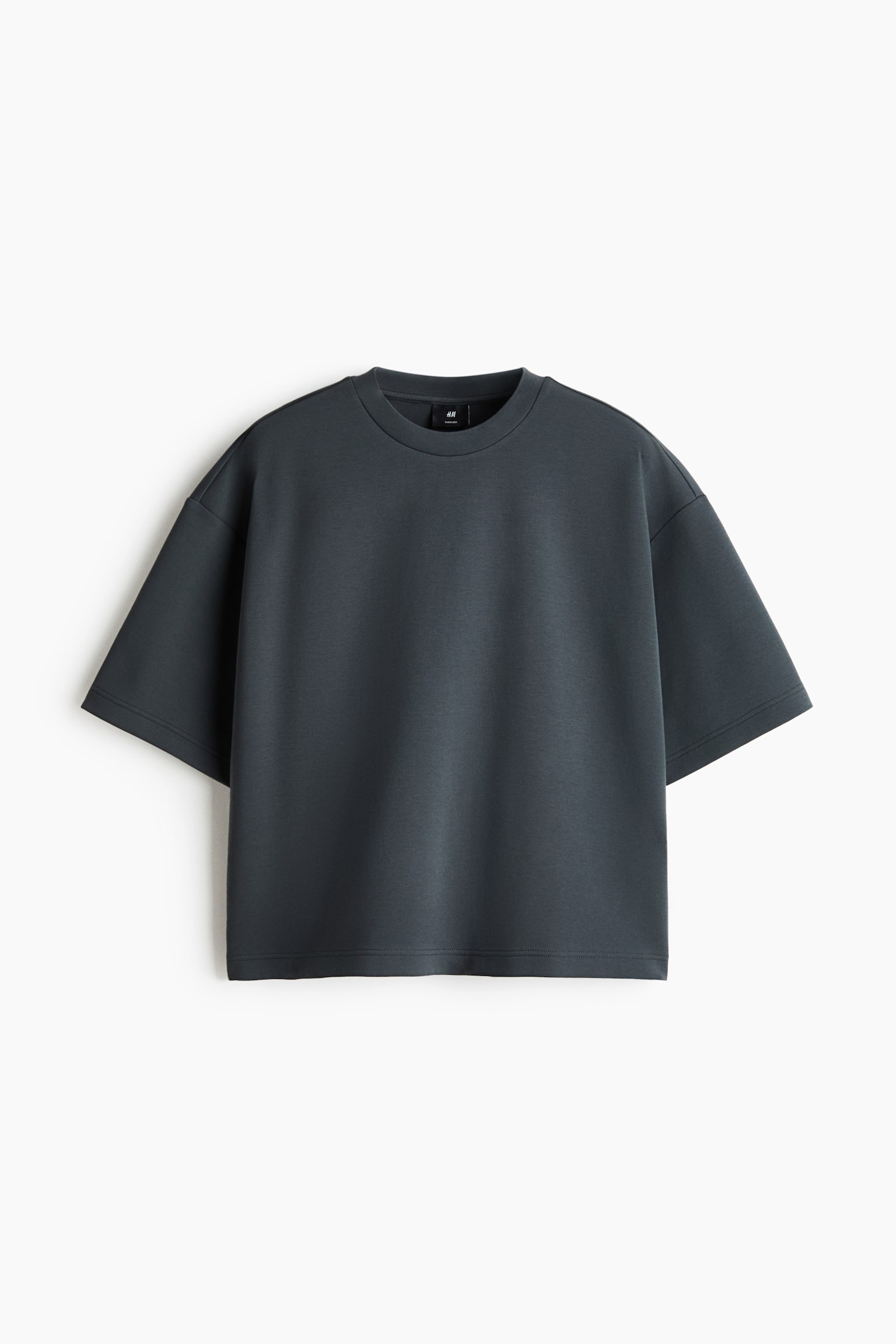 Áo thun vải scuba Oversized Fit - Màu xám đậm/Màu kem/Màu đen - 1