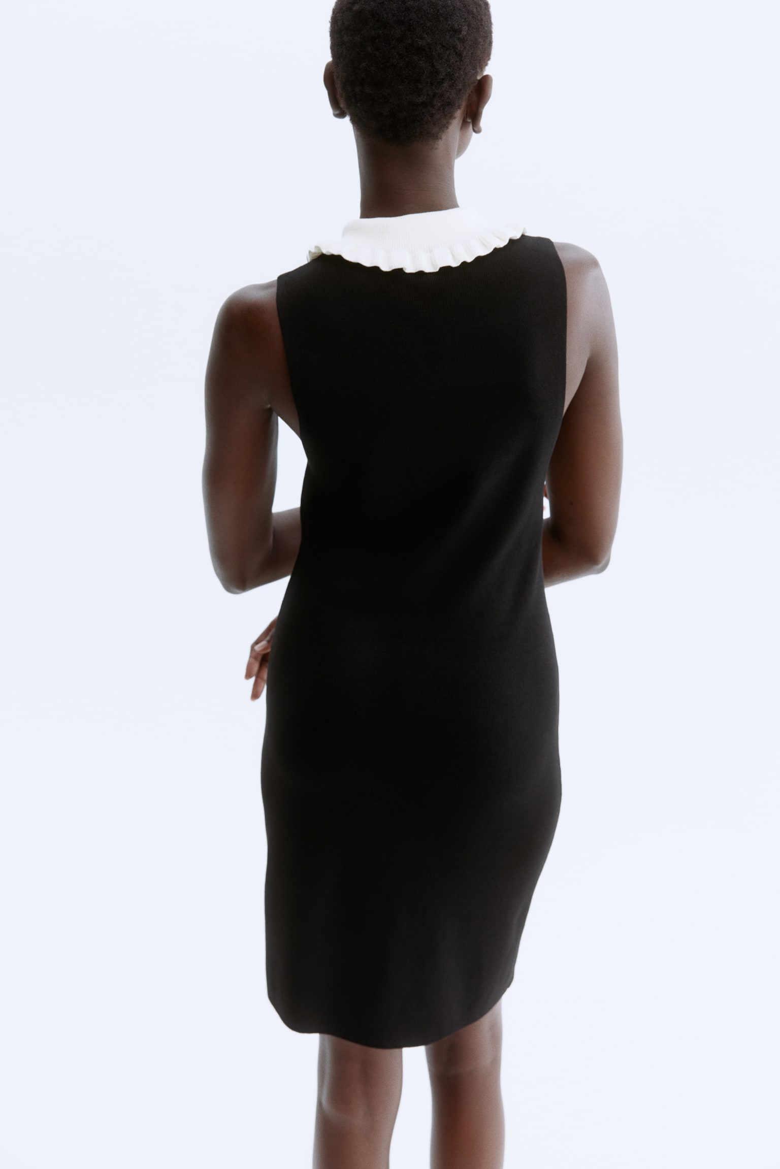 Collared dress - Black/White - 4
