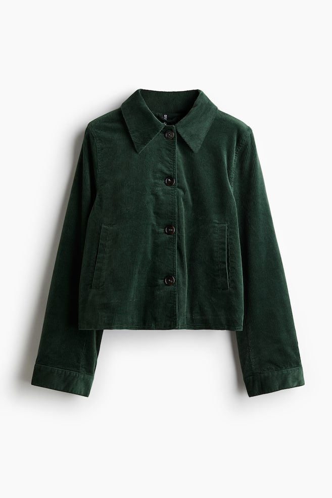 Veste en velours de coton côtelé - Vert foncé/Noir - 1