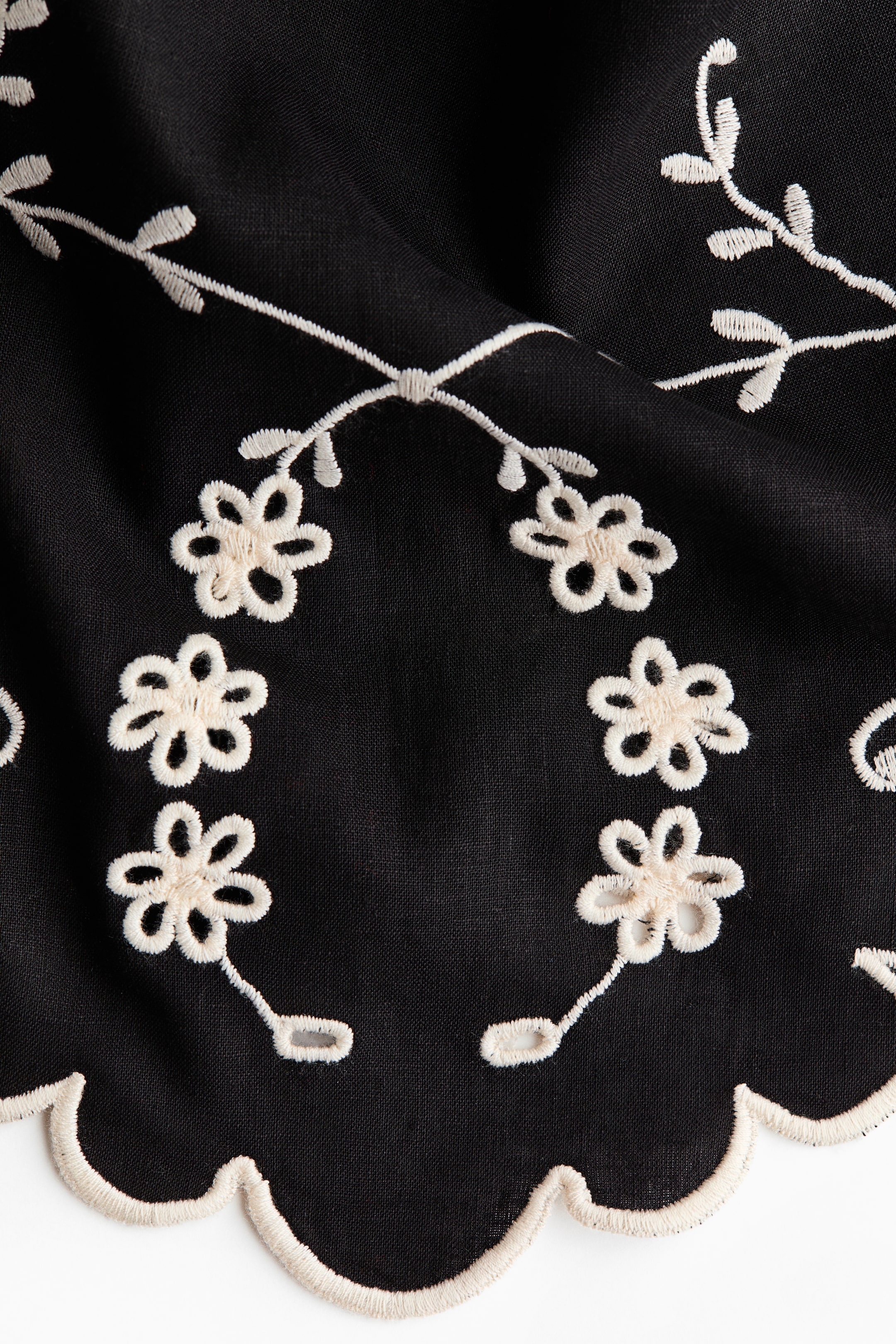 Embroidered Linen-Blend Top