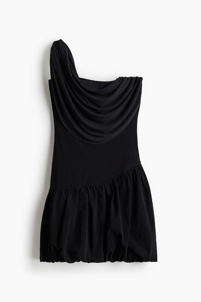 Robe asymétrique à effet drapé - Noir - 1