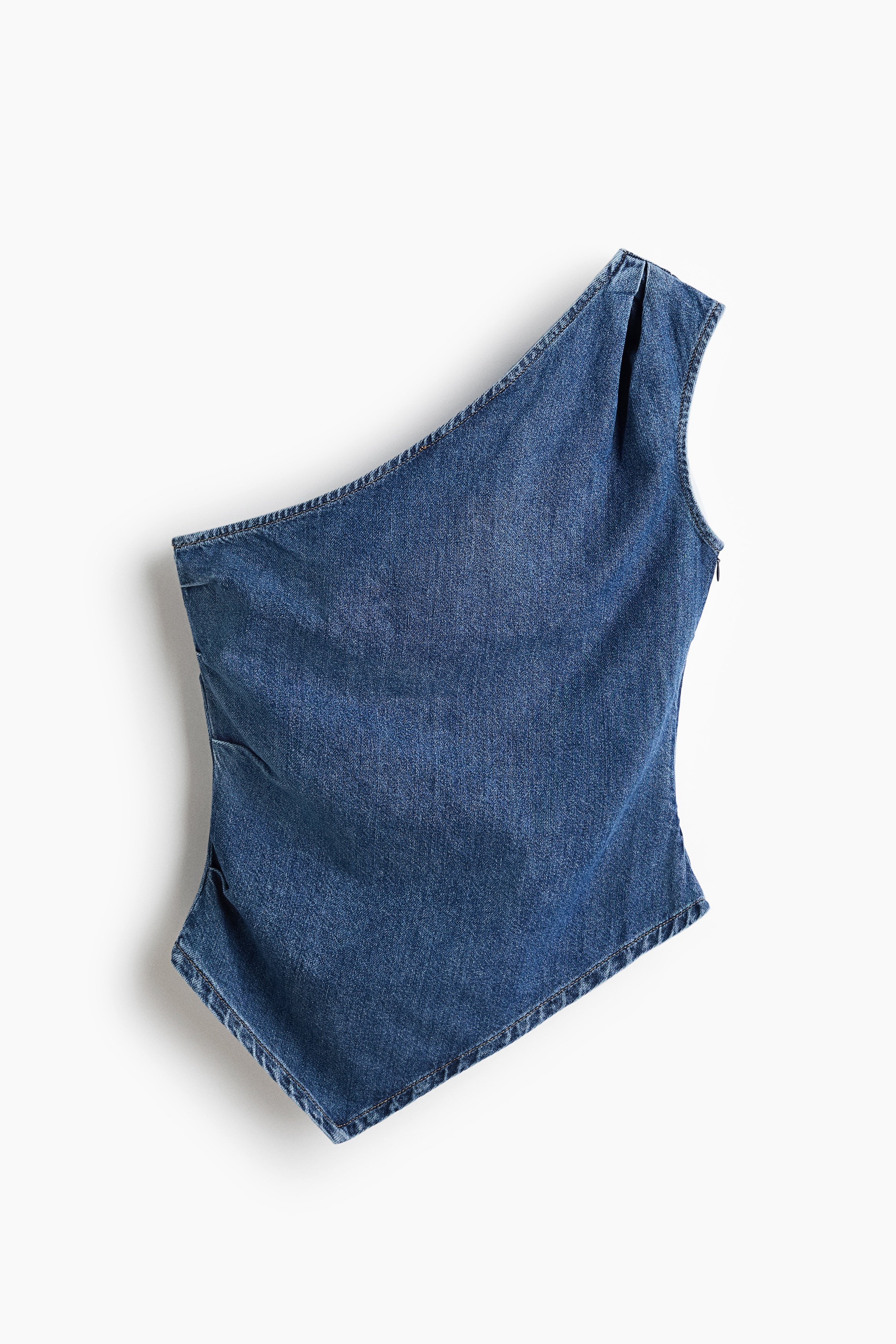 Denim One-Shoulder Top - Denim blue